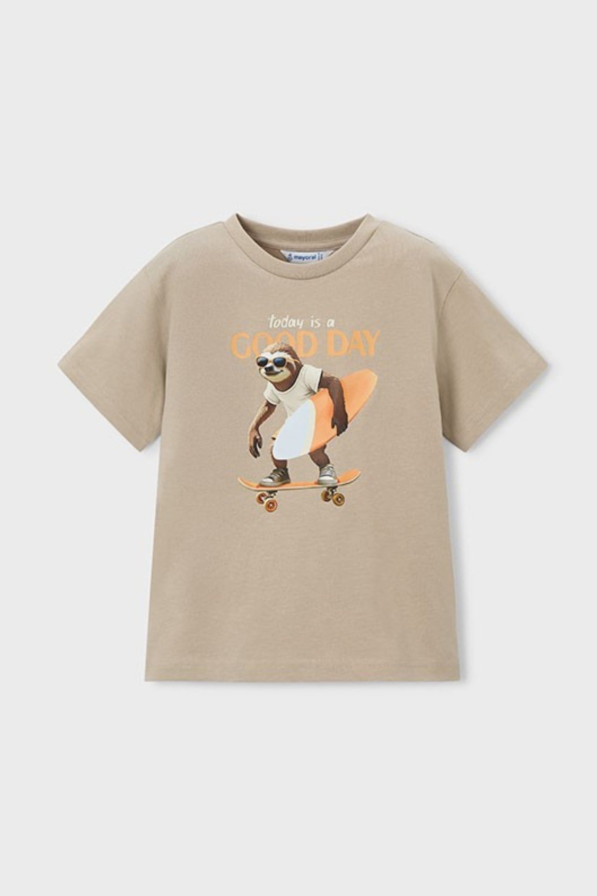 Mayoral Erkek Çocuk 3-9 Yaş Desenli Kısa Kol T-Shirt Taş Rengi