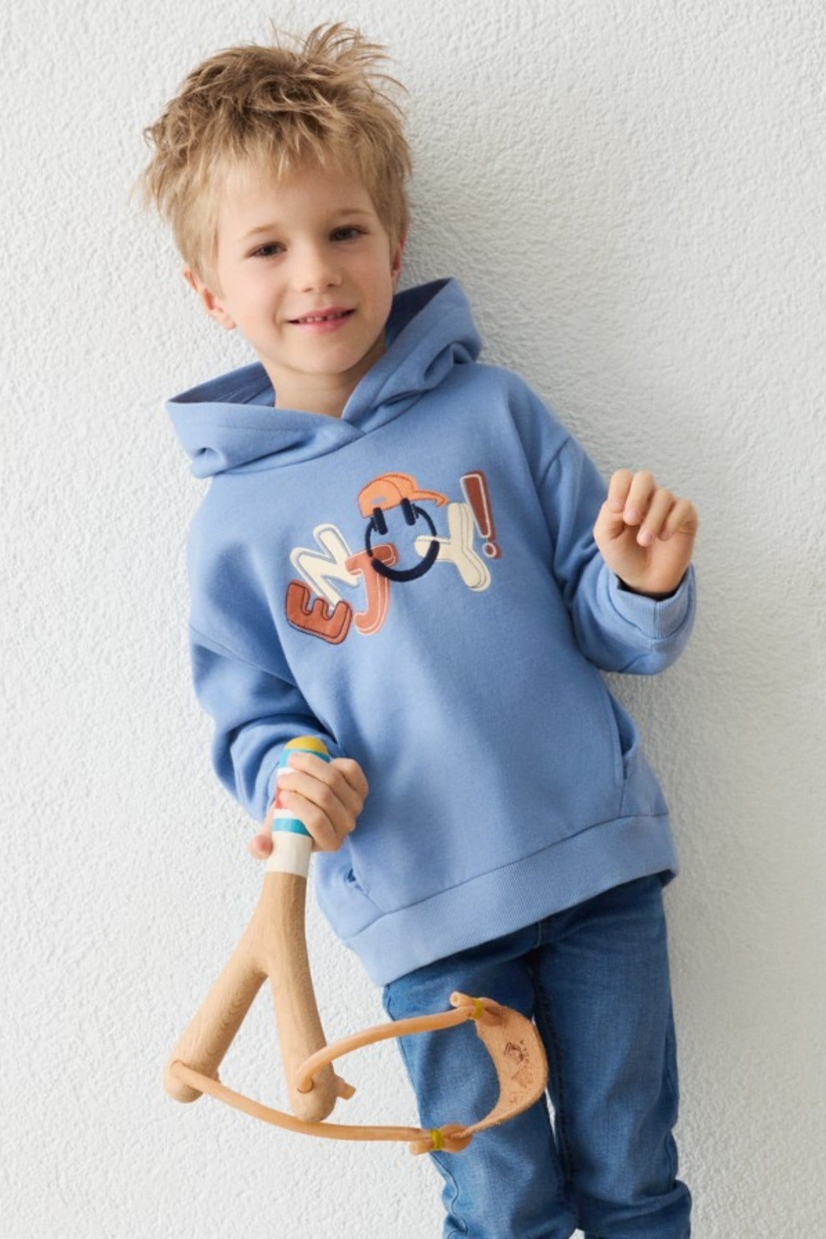 Mayoral Erkek Çocuk 3-9 Yaş Enjoy Nakışlı Sweatshirt Mavi