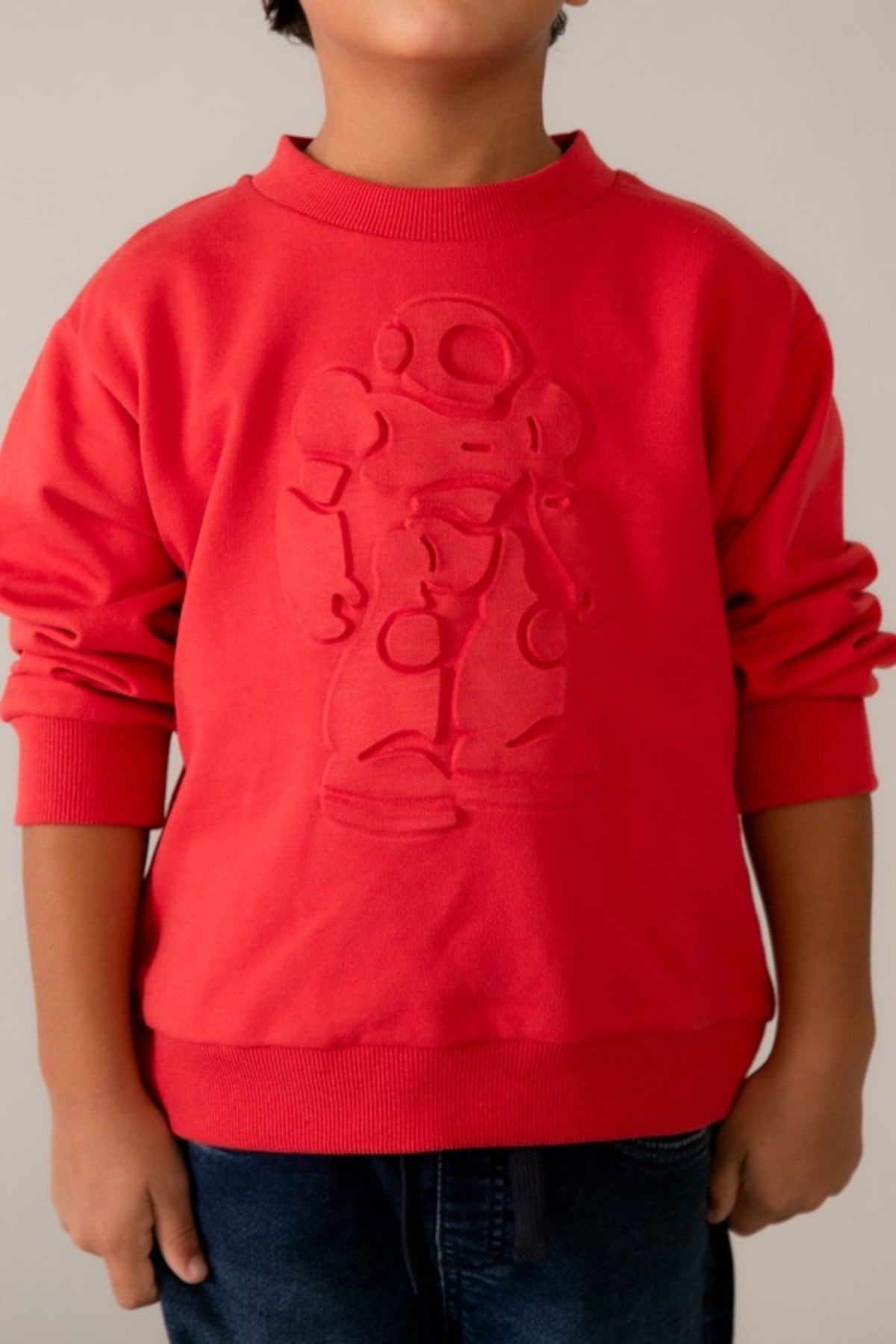 Mayoral Erkek Çocuk 3-9 Yaş Kabartma Robot Desenli Sweatshirt Kırmızı