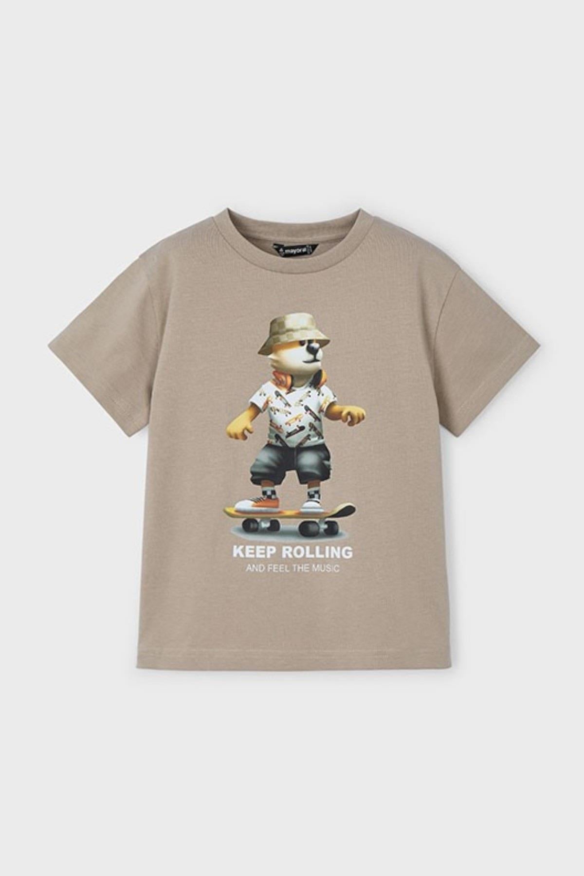 Mayoral Erkek Çocuk 3-9 Yaş Karakter Baskılı Kısakol T-shirt 3041 Taş Rengi