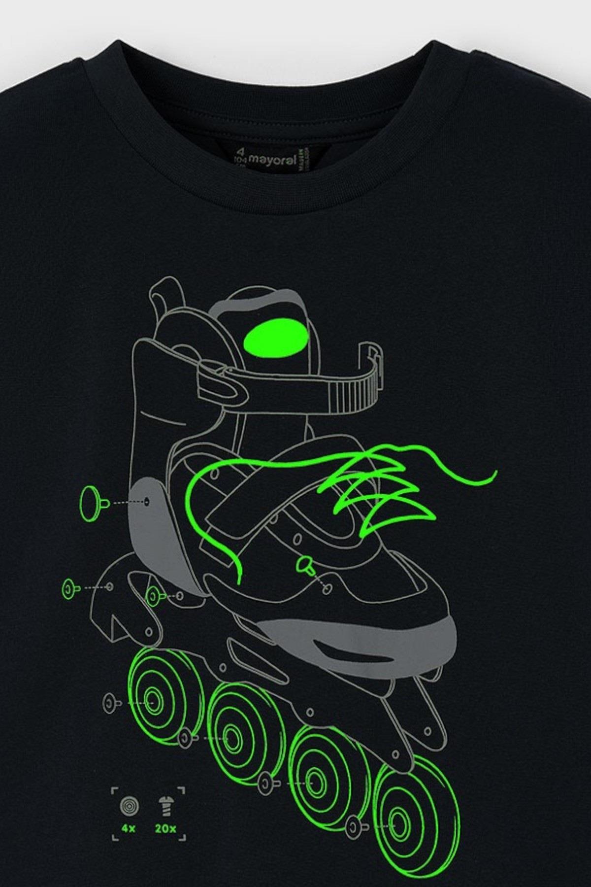 Mayoral Erkek Çocuk 3-9 Yaş Neon Baskılı Kısa Kol T-shirt 3037 Antrasit