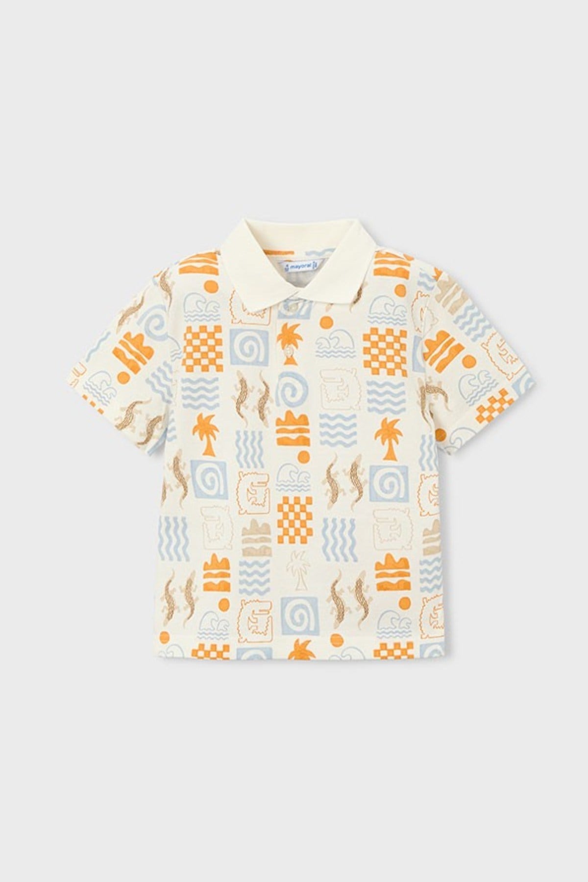 Mayoral Erkek Çocuk 3-9 Yaş Polo Yaka Kısa Kol T-Shirt Ekru