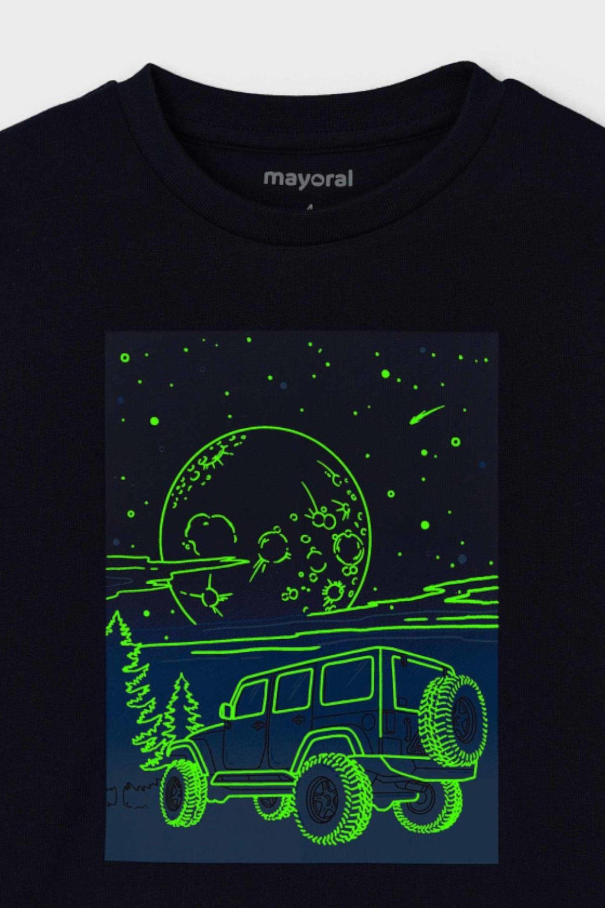 Mayoral Erkek Çocuk 3-9 Yaş World Desenli Uzunkol Body 4057 Lacivert