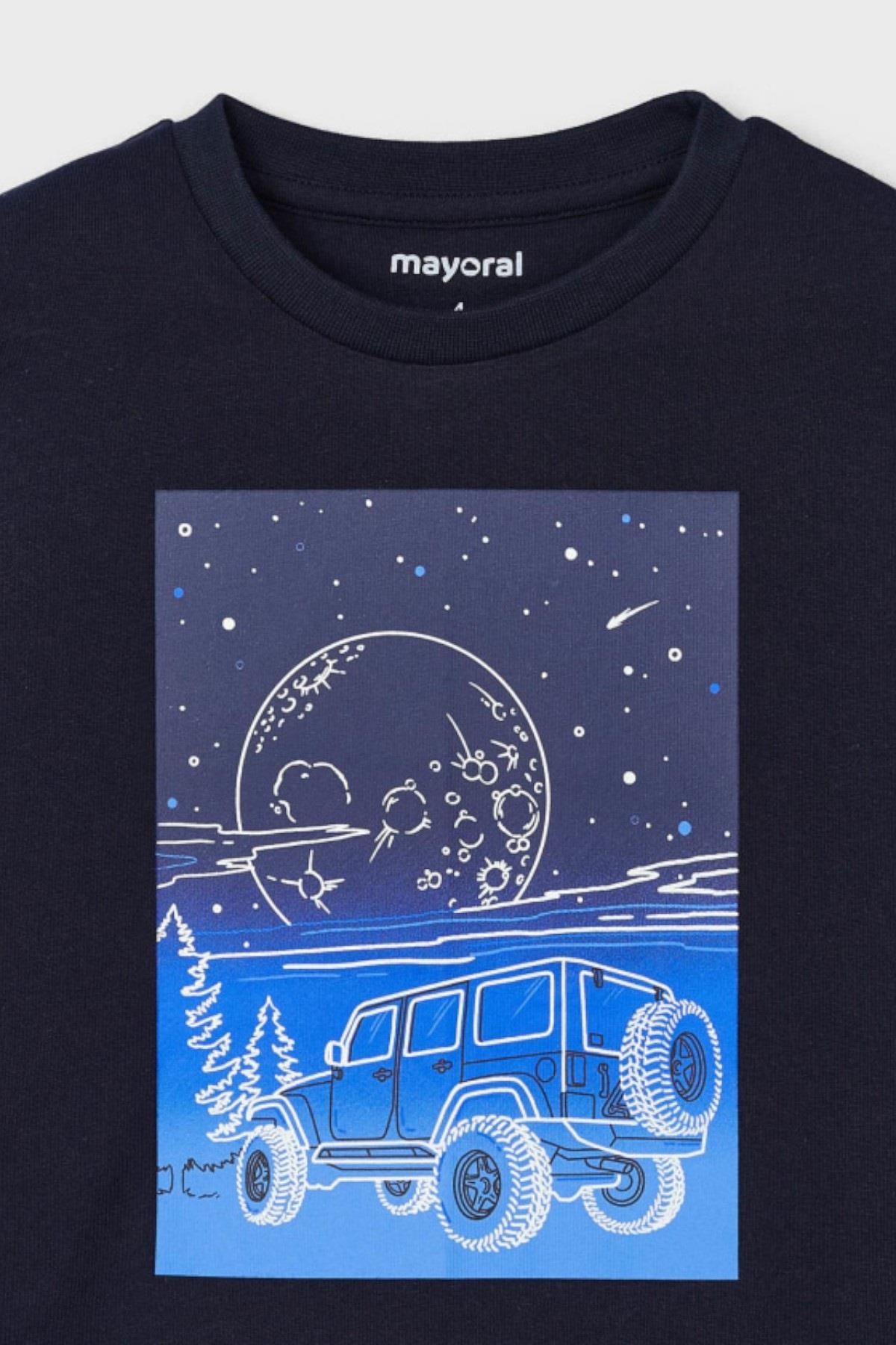 Mayoral Erkek Çocuk 3-9 Yaş World Desenli Uzunkol Body 4057 Lacivert