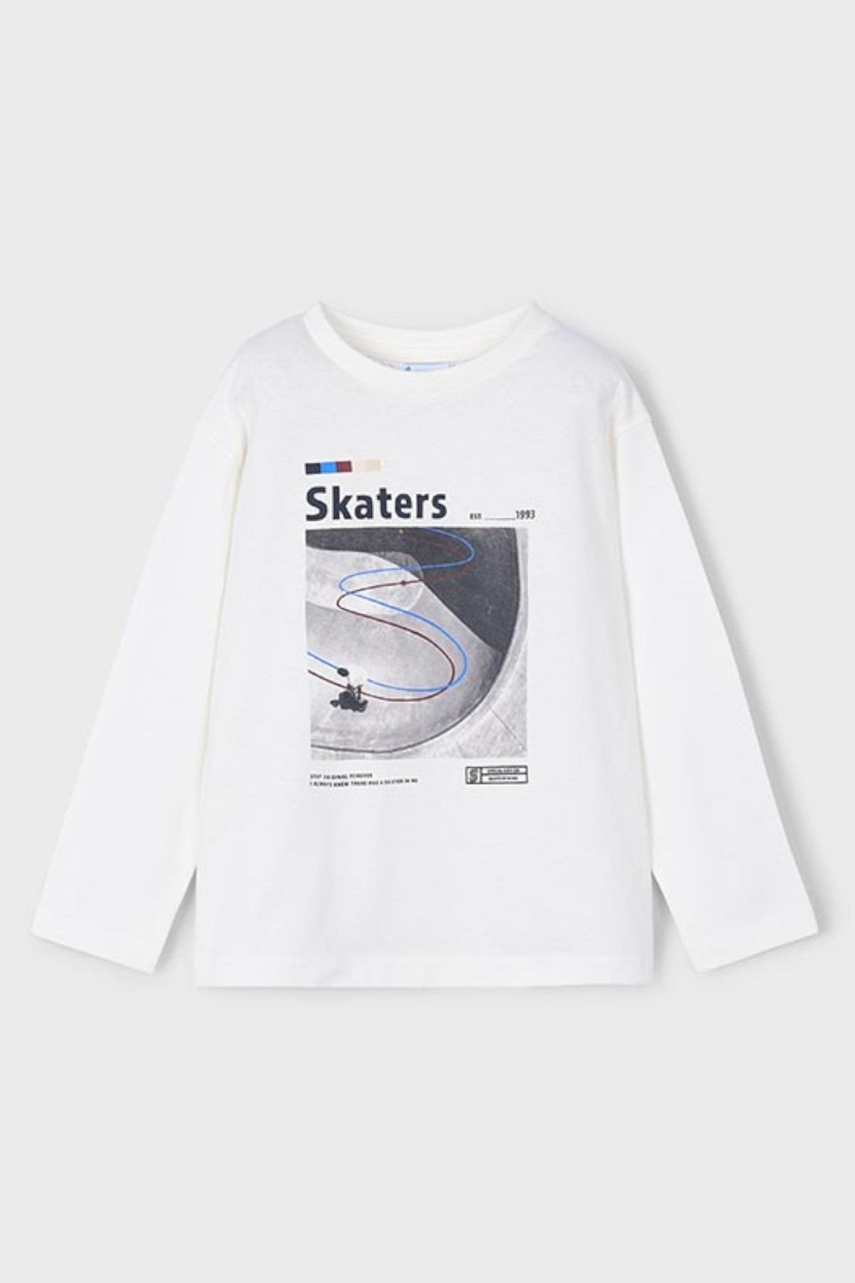 Mayoral Erkek Çocuk 4-9 Yaş Desenli İkili Uzun Kol T-shirt Lacivert-Beyaz