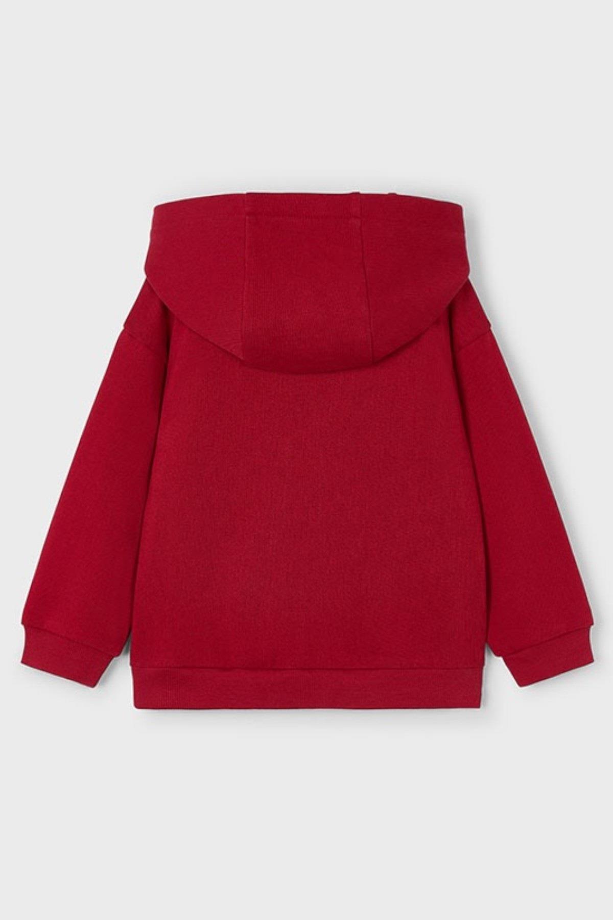 Mayoral Erkek Çocuk 4-9 Yaş Desenli Kapüşonlu Sweatshirt Kırmızı