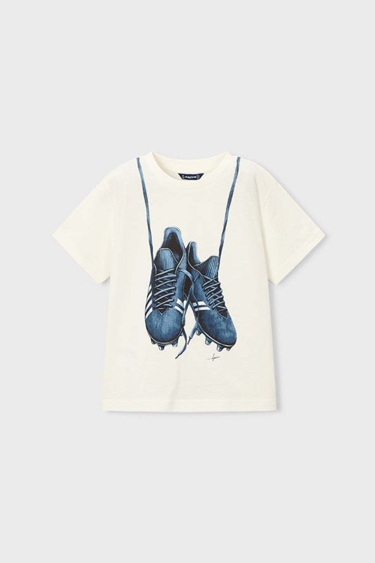 Mayoral Erkek Çocuk 4-9 Yaş Desenli Kısa Kol T-Shirt Ekru