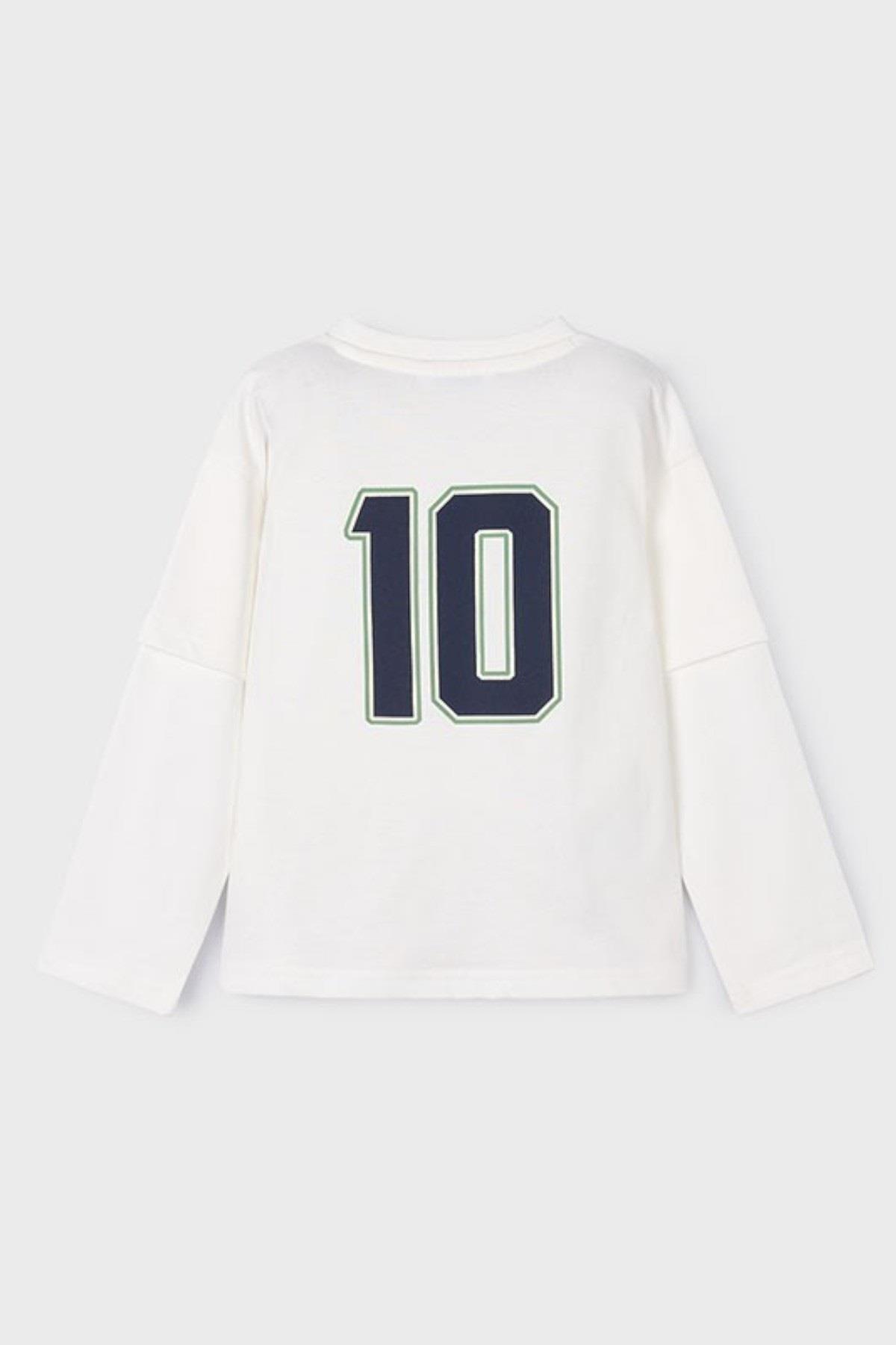 Mayoral Erkek Çocuk 4-9 Yaş  Desenli Uzun Kol T-shirt Ekru