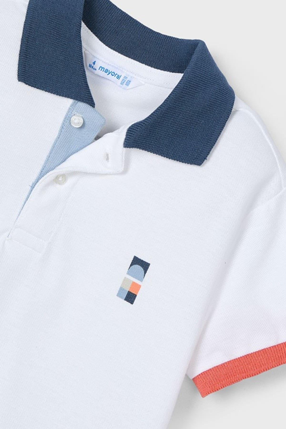 Mayoral Erkek Çocuk 4-9 Yaş Polo Yaka Kısakol T-shirt 3106 Beyaz