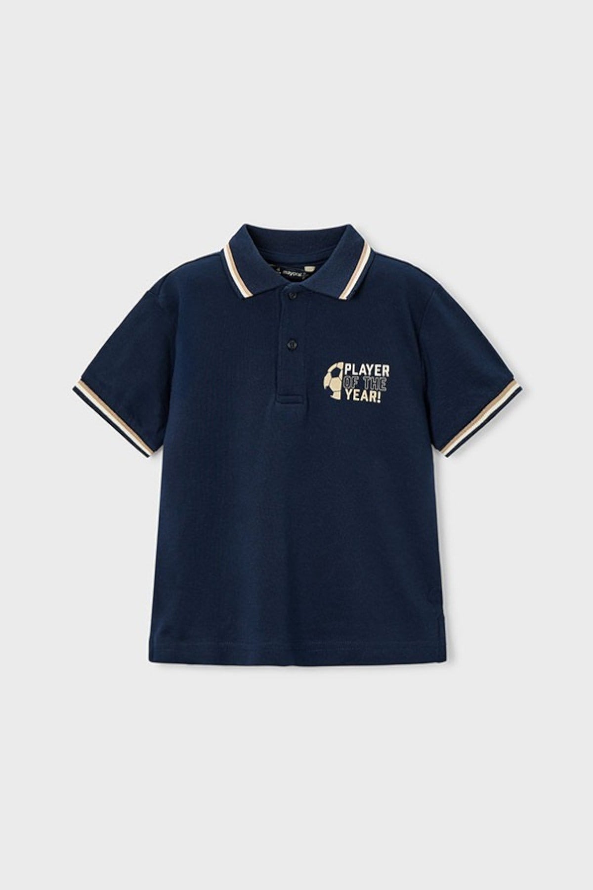 Mayoral Erkek Çocuk 4-9 Yaş Sırt Desenli Polo Yaka Kısa Kol T-Shirt Lacivert