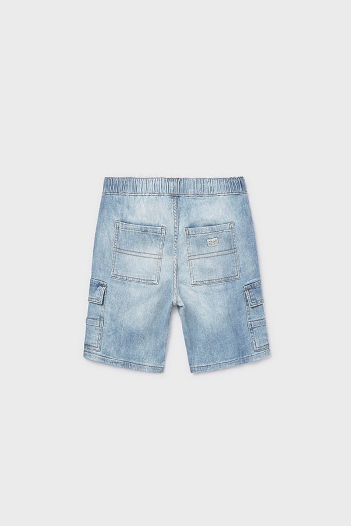 Mayoral Erkek Çocuk 8-16 Yaş Bel Lastikli Kargo Cep Denim Şort Kot Mavi