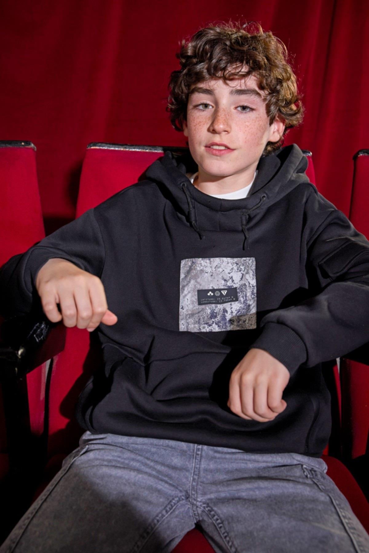 Mayoral Erkek Çocuk 8-16 Yaş Kapüşonlu Sweatshirt Siyah