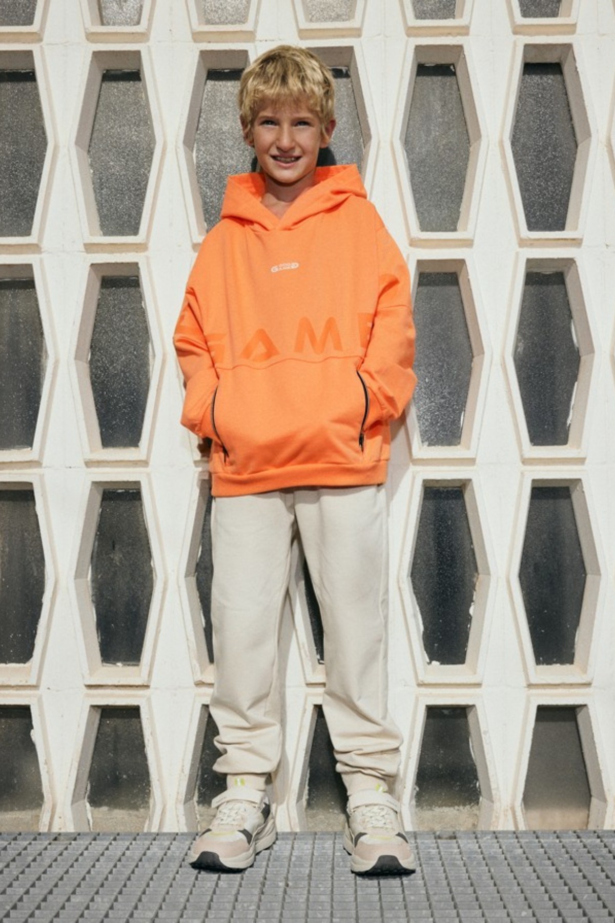 Mayoral Erkek Çocuk 8-16 Yaş Kapüşonlu Desenli Sweatshirt Turuncu
