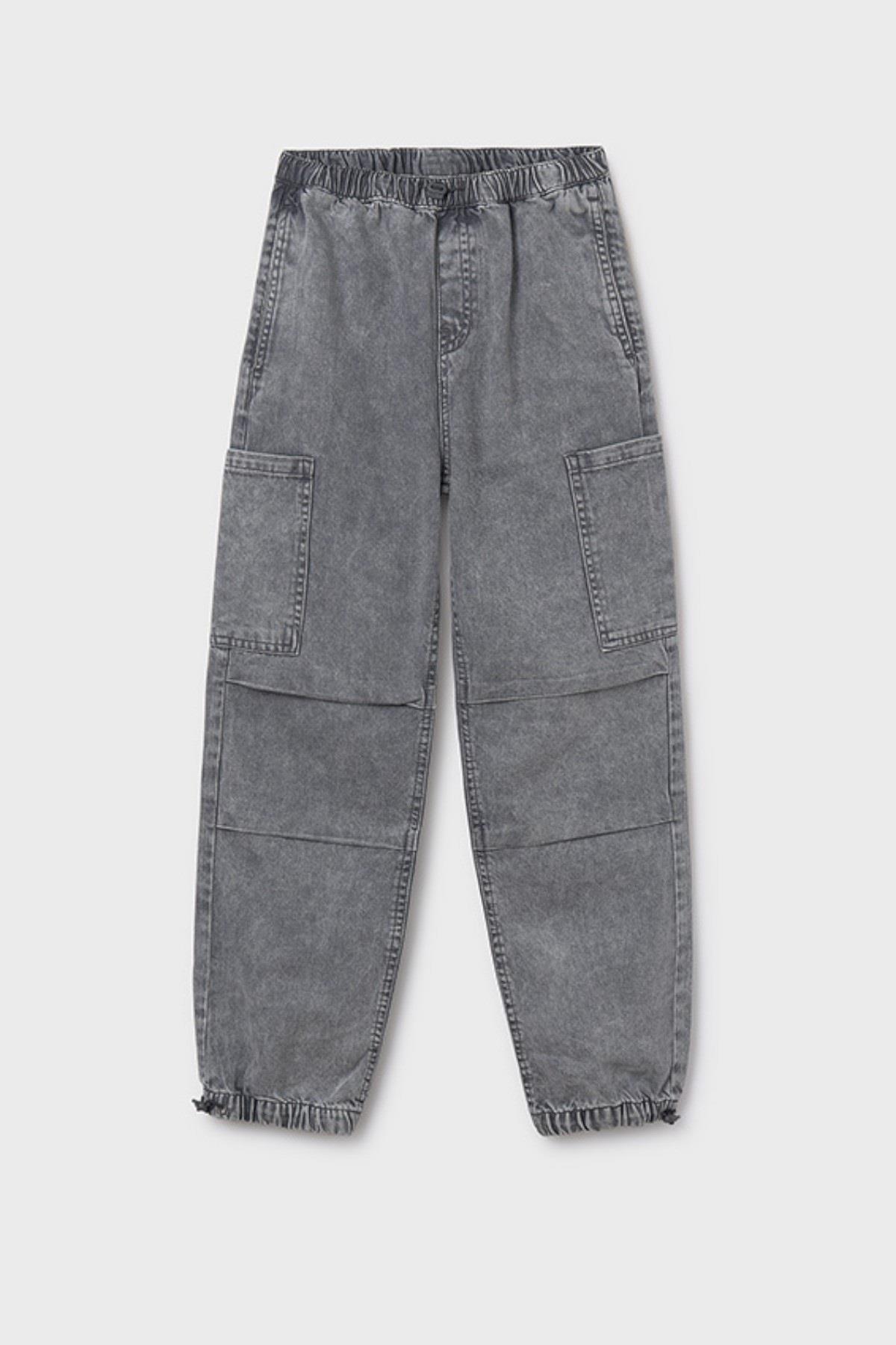 Mayoral Erkek Çocuk 8-16 Yaş Kargo Cep Yumuşak Denim Jogger Gri