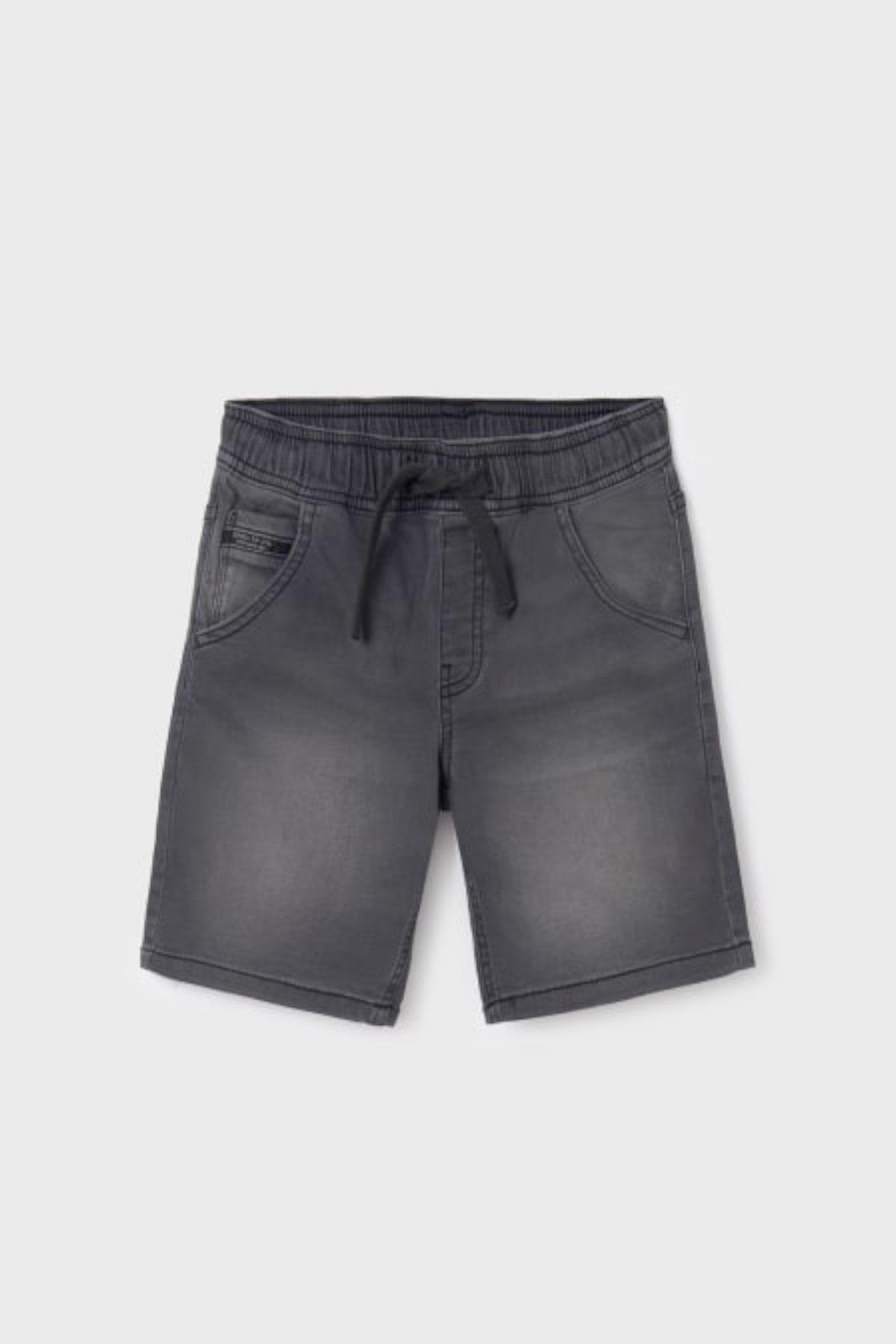 Mayoral Erkek Çocuk 8-18 Yaş Lastikli Bel Denim Şort 6282 Gri