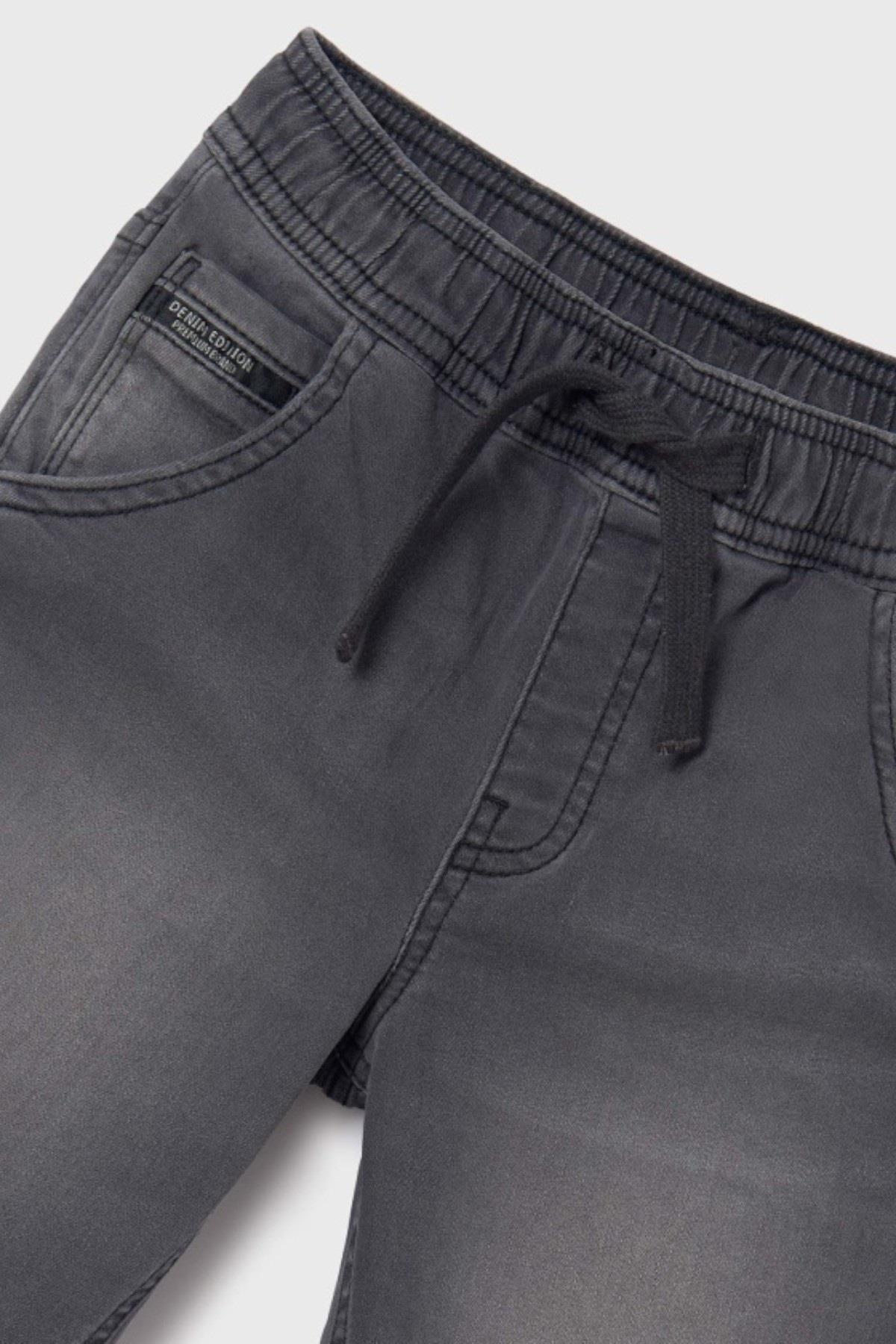 Mayoral Erkek Çocuk 8-18 Yaş Lastikli Bel Denim Şort 6282 Gri