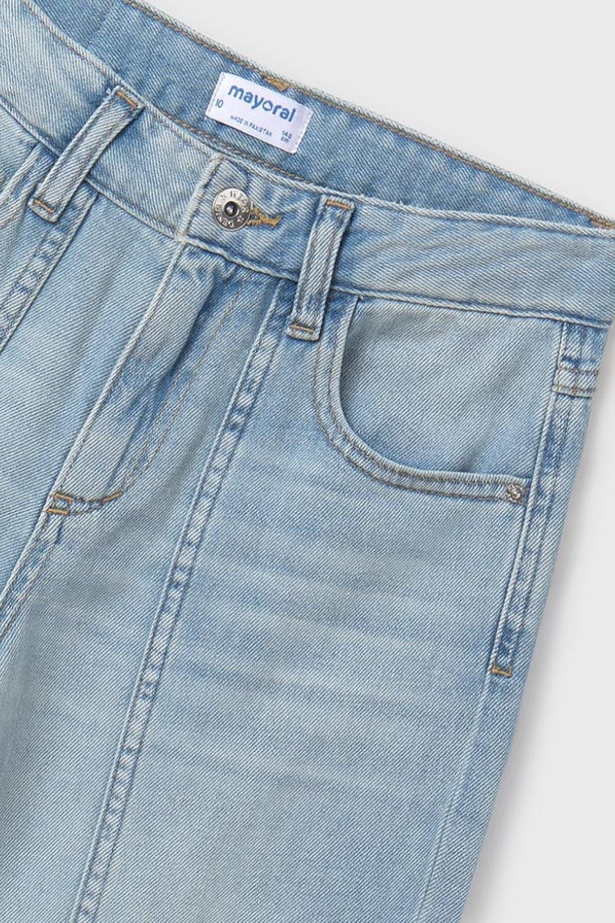 Mayoral Kız Çocuk 10-16 Yaş Bol Paça Yumuşak Denim 6538 Kot Mavi