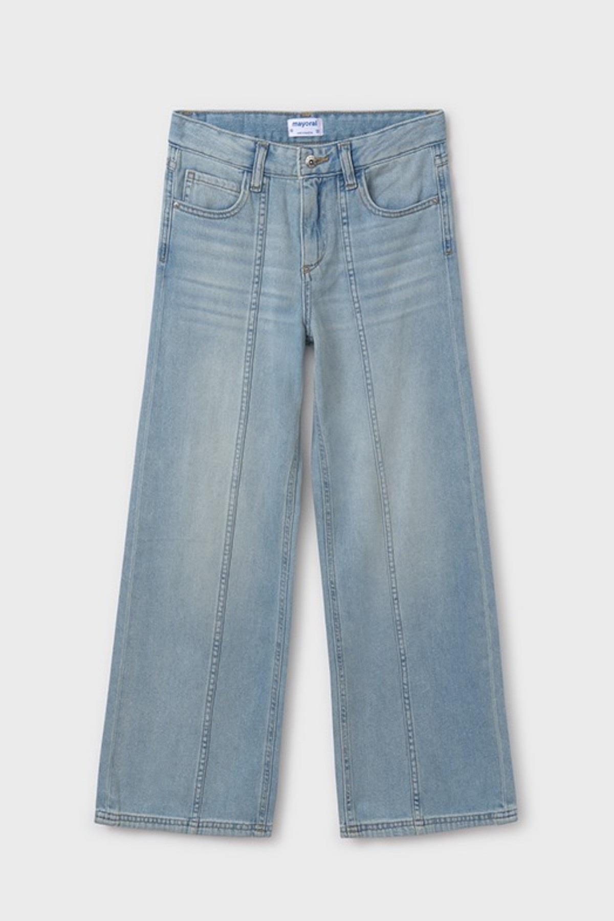 Mayoral Kız Çocuk 10-16 Yaş Bol Paça Yumuşak Denim 6538 Kot Mavi