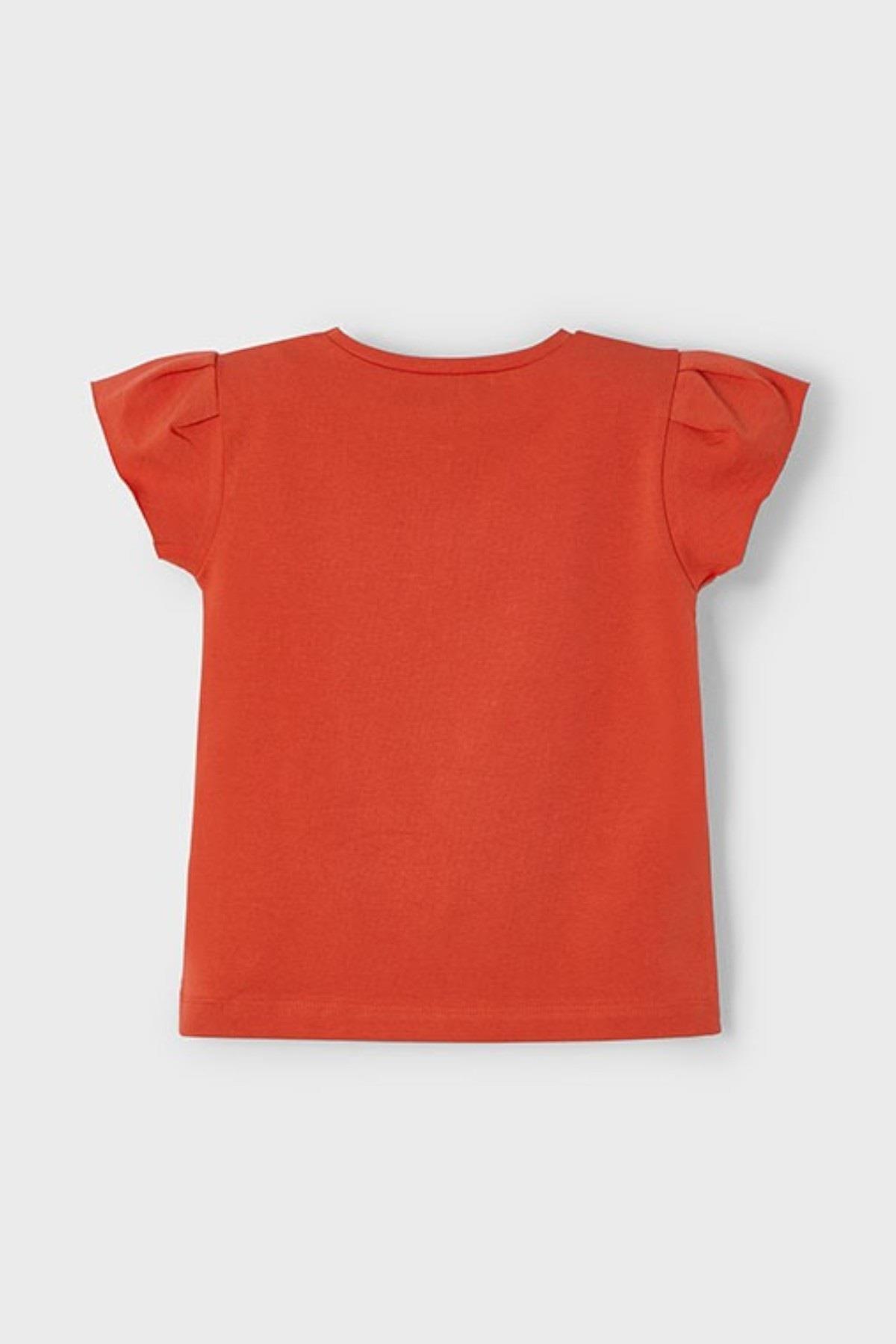 Mayoral Kız Çocuk 2-10 Yaş Desenli Kısakol T-shirt 3015 Kırmızı