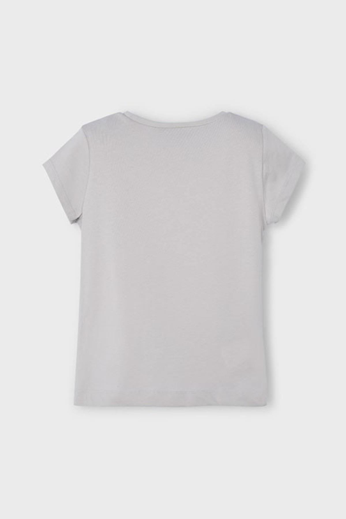 Mayoral Kız Çocuk 3-10 Yaş Desenli Kısakol T-shirt 3014 Gri