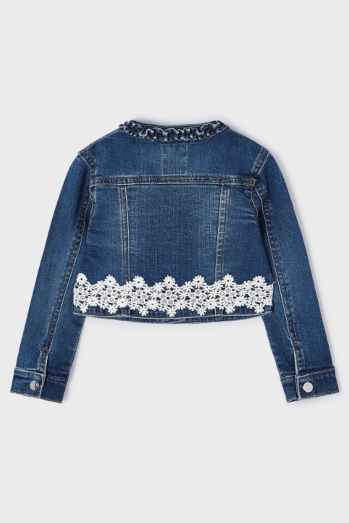 Mayoral Kız Çocuk 3-7 Yaş Fistolu Denim Ceket 3475 Kot Mavi