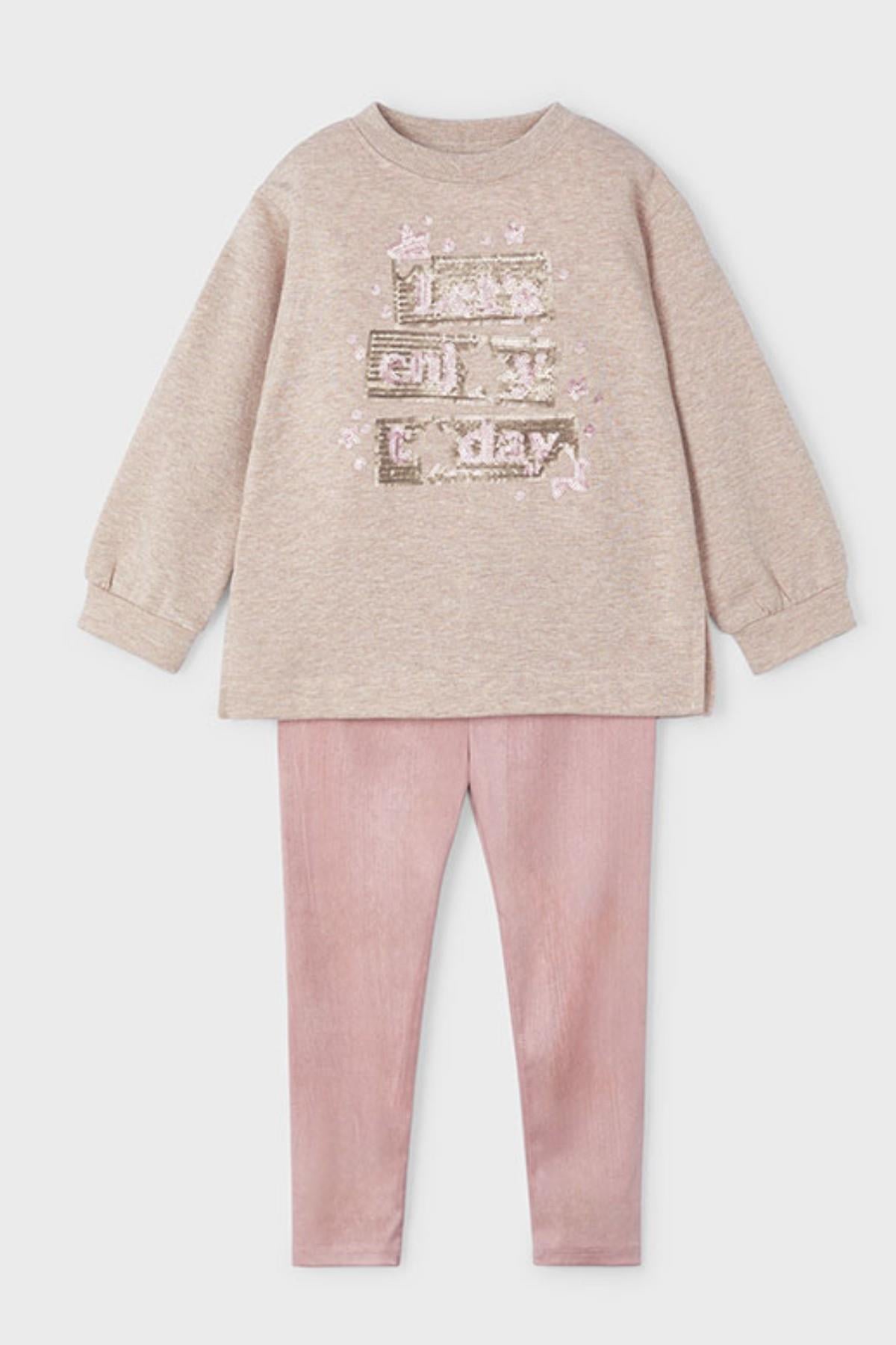 Mayoral Kız Çocuk 3-7 Yaş Sweatshirt-Tayt Takım 4709 Vizon