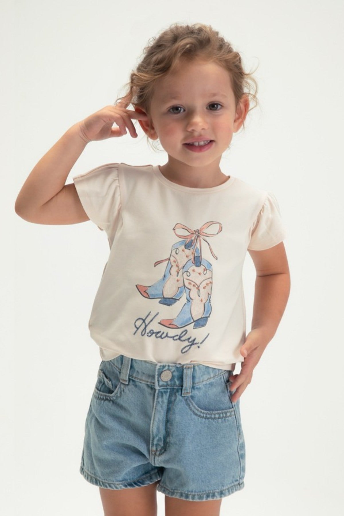 Mayoral Kız Çocuk 3-9 Yaş Kabartma Desenli Kısa Kol T-Shirt Somon