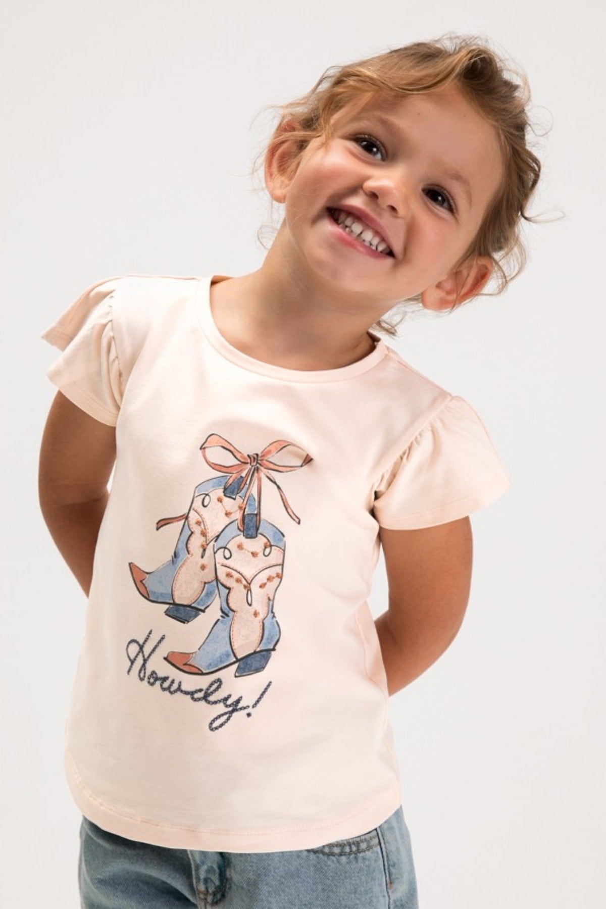 Mayoral Kız Çocuk 3-9 Yaş Kabartma Desenli Kısa Kol T-Shirt Somon
