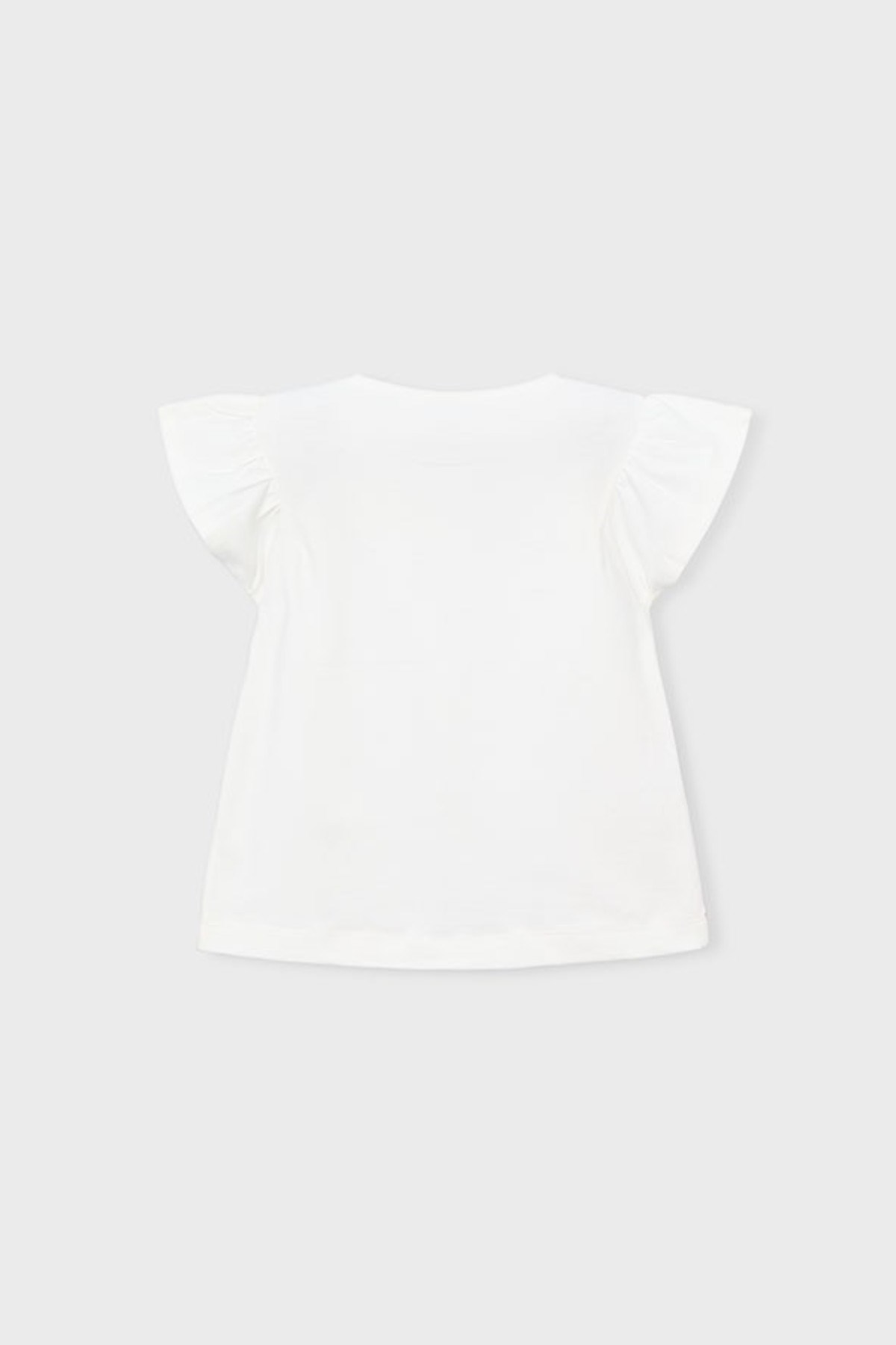 Mayoral Kız Çocuk 3-9 Yaş Kabartma Desenli Kısa Kol T-Shirt Ekru