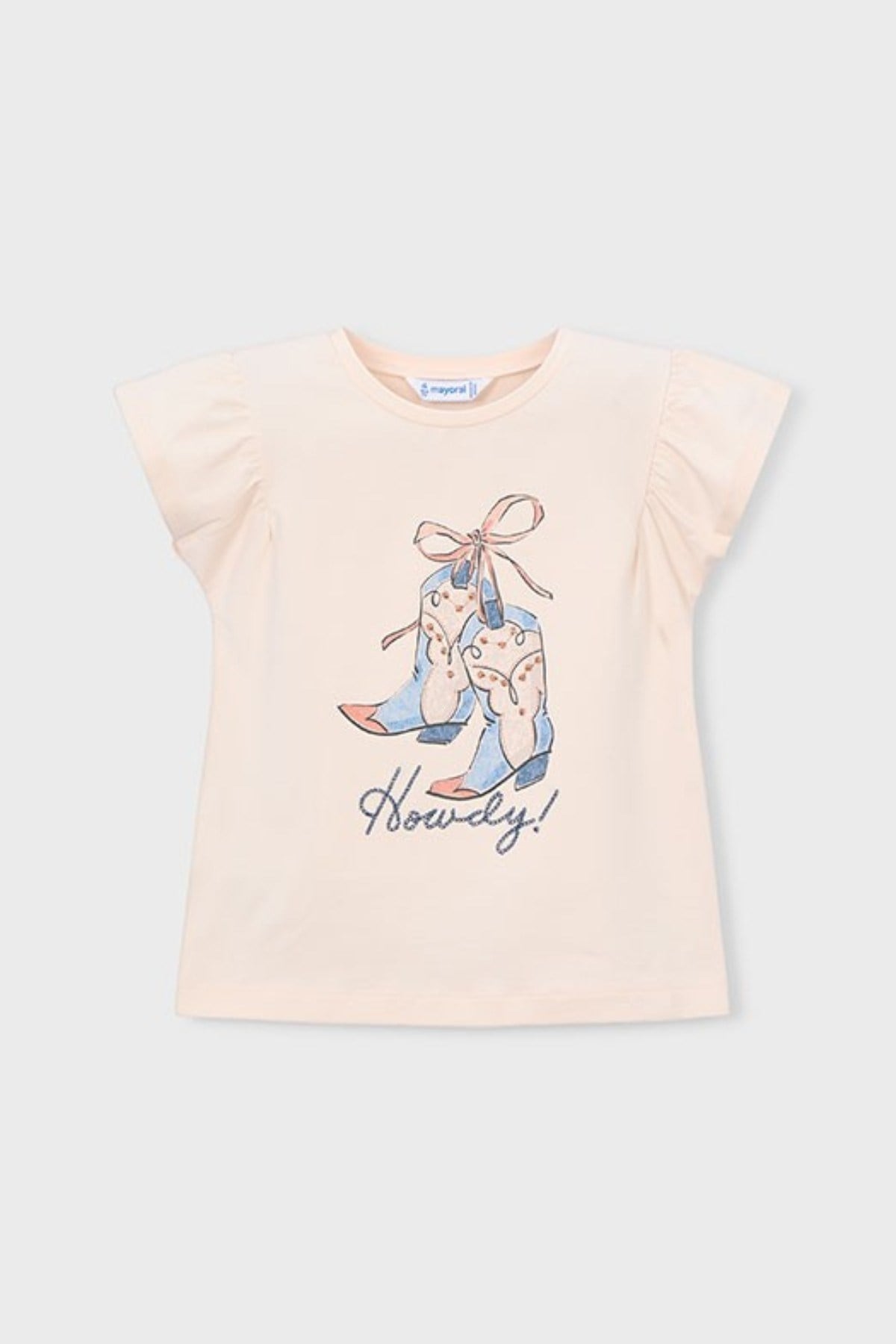 Mayoral Kız Çocuk 3-9 Yaş Kabartma Desenli Kısa Kol T-Shirt Somon