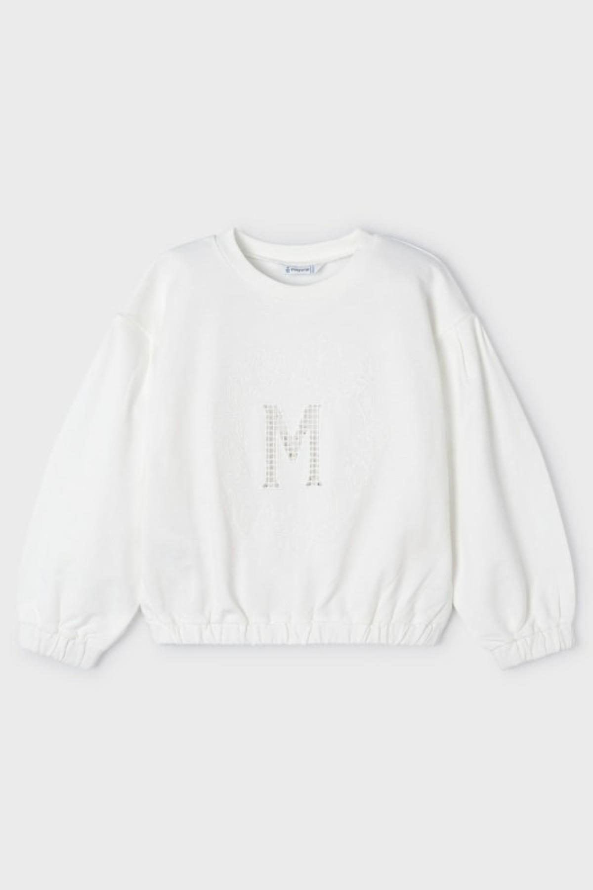 Mayoral Kız Çocuk 3-9 Yaş Nakışlı Sweatshirt 3468 Ekru