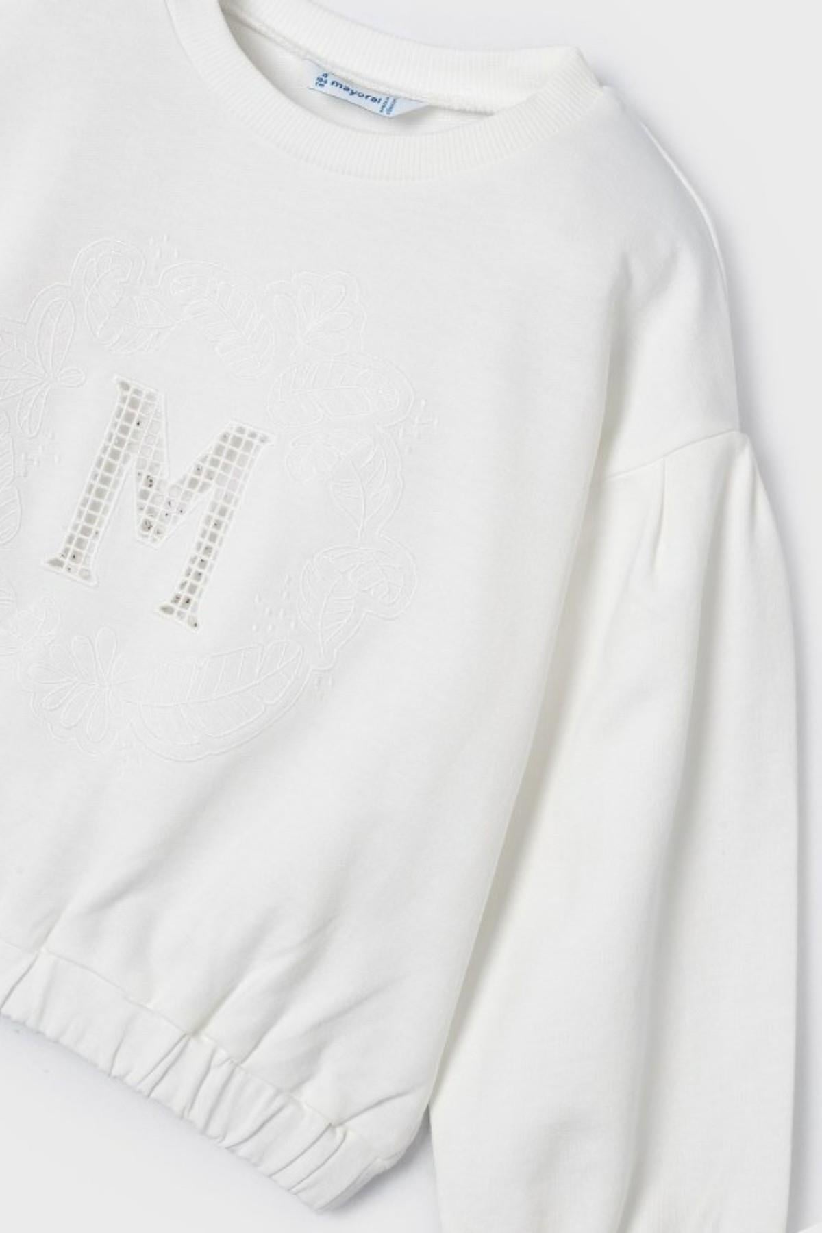 Mayoral Kız Çocuk 3-9 Yaş Nakışlı Sweatshirt 3468 Ekru
