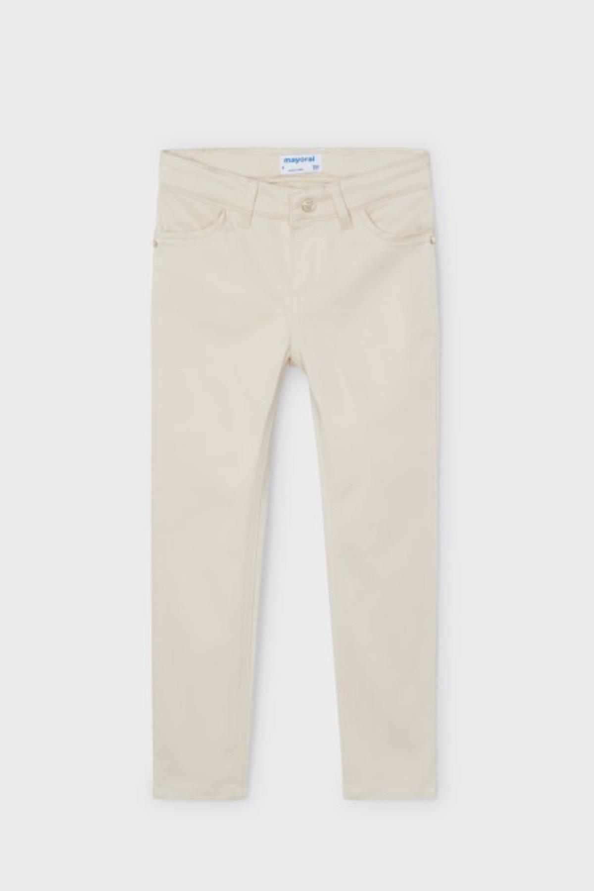 Mayoral Kız Çocuk 3-9 Yaş Pamuk Saten Skinny Fit Pantolon 3533 Bej