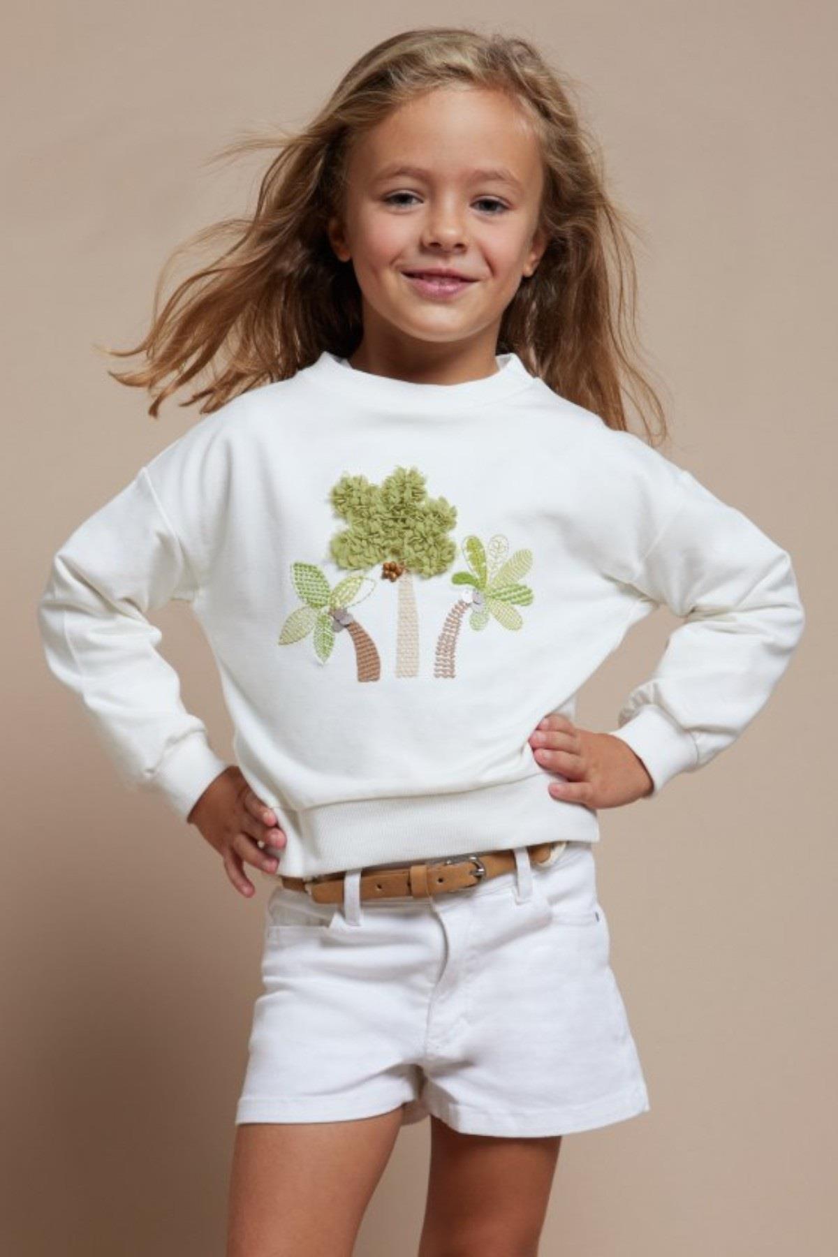 Mayoral Kız Çocuk 3-9 Yaş Sweatshirt 3469 Krem