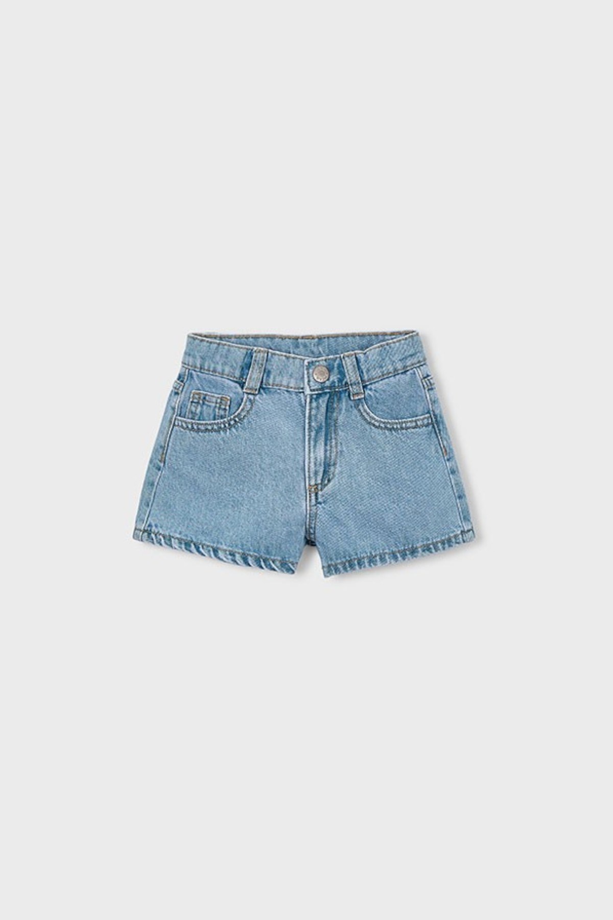 Mayoral Kız Çocuk 4-9 Yaş Beli Lastikli Basic Denim Şort Mavi