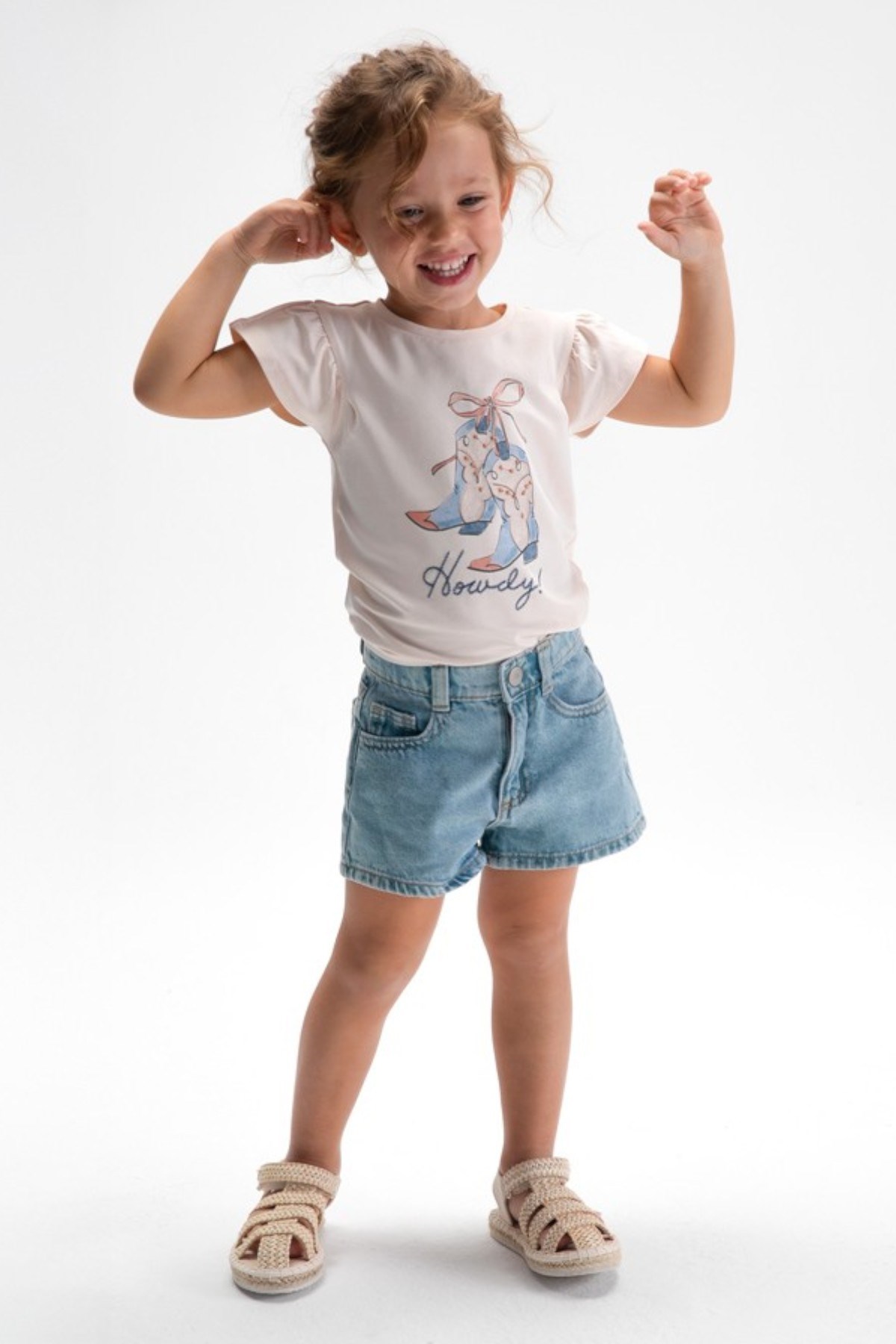 Mayoral Kız Çocuk 4-9 Yaş Beli Lastikli Basic Denim Şort Mavi