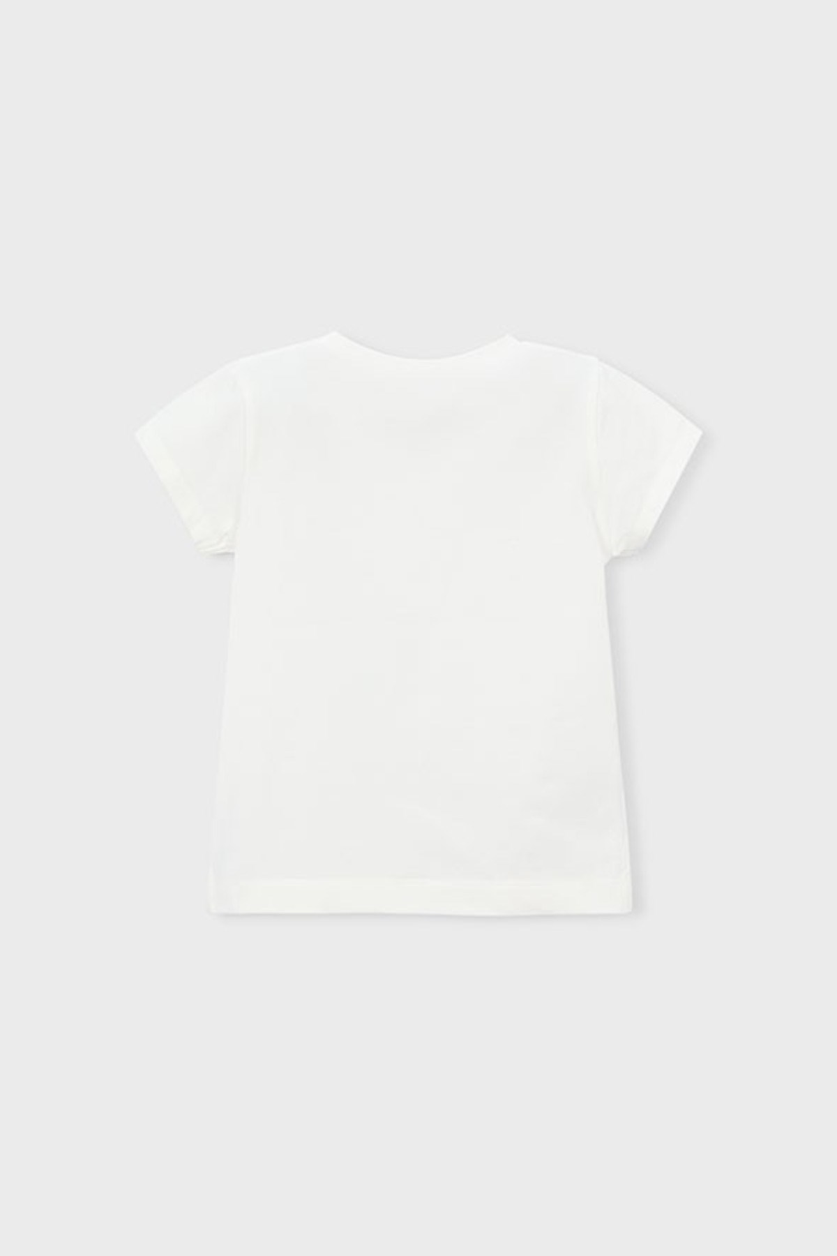 Mayoral Kız Çocuk 4-9 Yaş Çiçek İşlemeli Kısa Kol T-Shirt Ekru