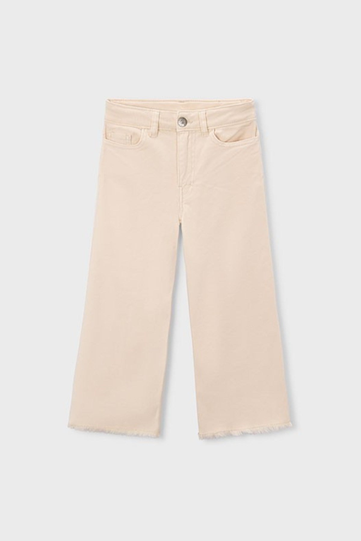 Mayoral Kız Çocuk 4-9 Yaş Paçası Püsküllü Eskitme Denim Jean Krem