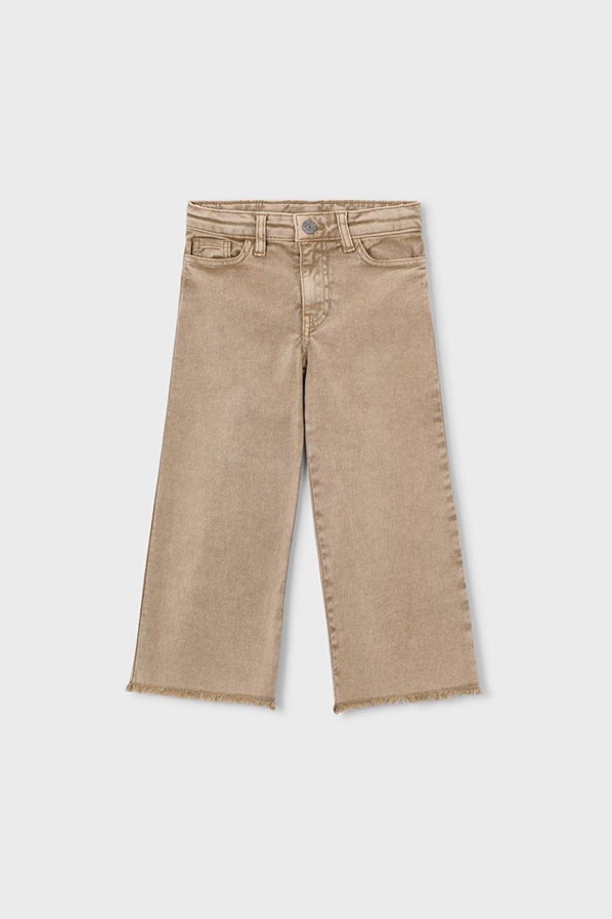 Mayoral Kız Çocuk 4-9 Yaş Paçası Püsküllü Eskitme Denim Jean Bej