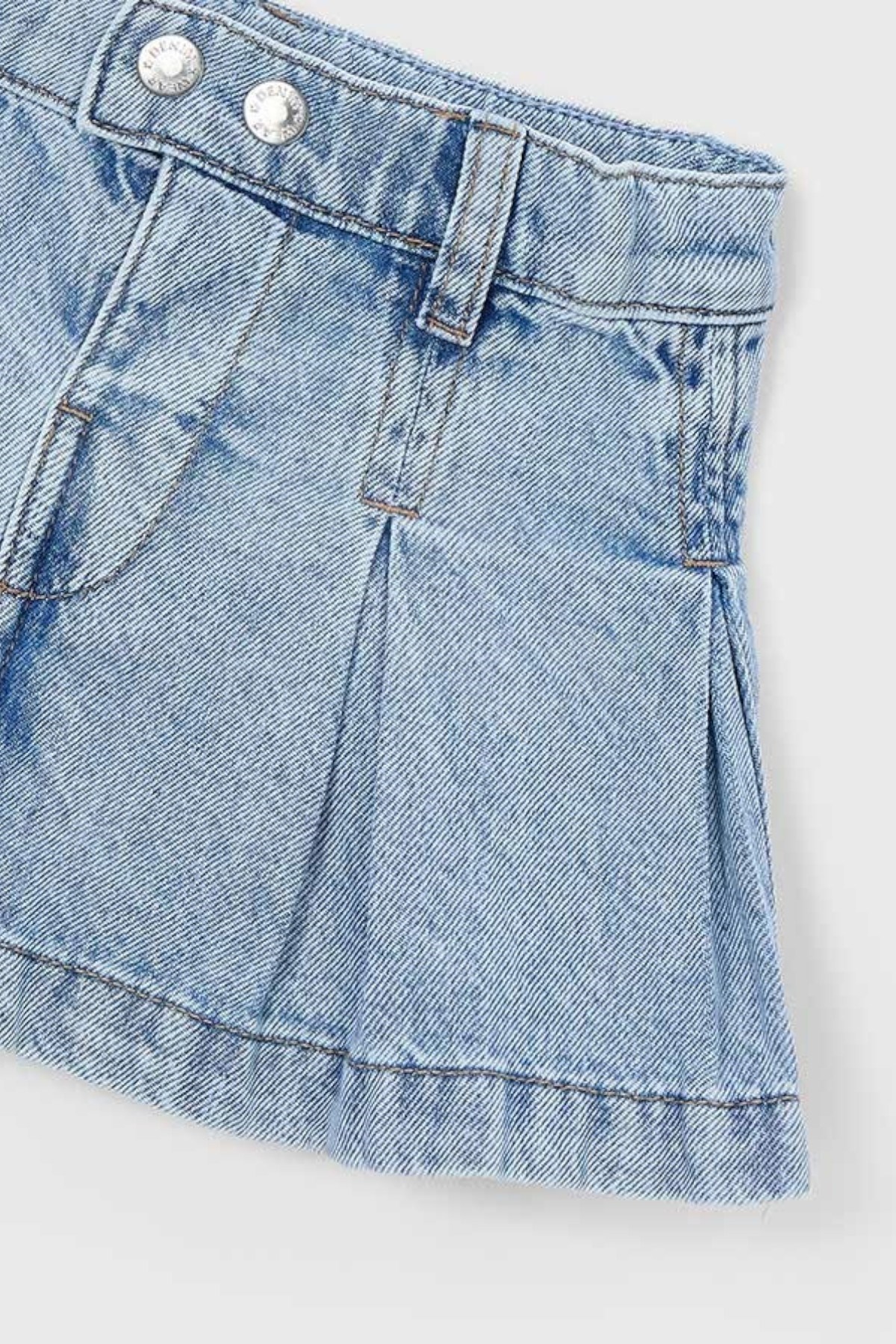 Mayoral Kız Çocuk 4-9 Yaş Pileli Denim Mini Etek Kot Mavi