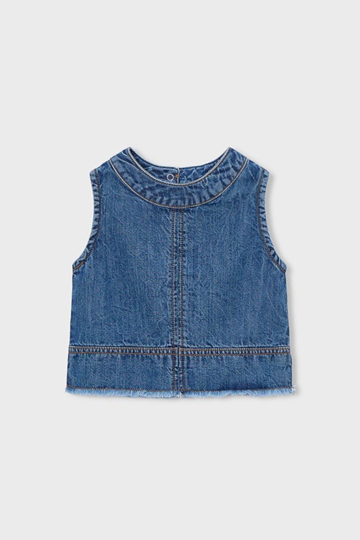 Mayoral Kız Çocuk 4-9 Yaş Püskül Detaylı Denim Crop Bluz Kot Mavi