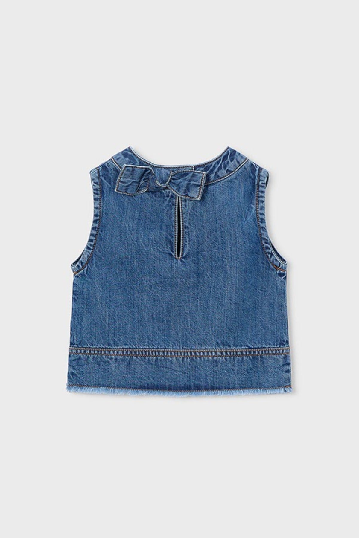 Mayoral Kız Çocuk 4-9 Yaş Püskül Detaylı Denim Crop Bluz Kot Mavi