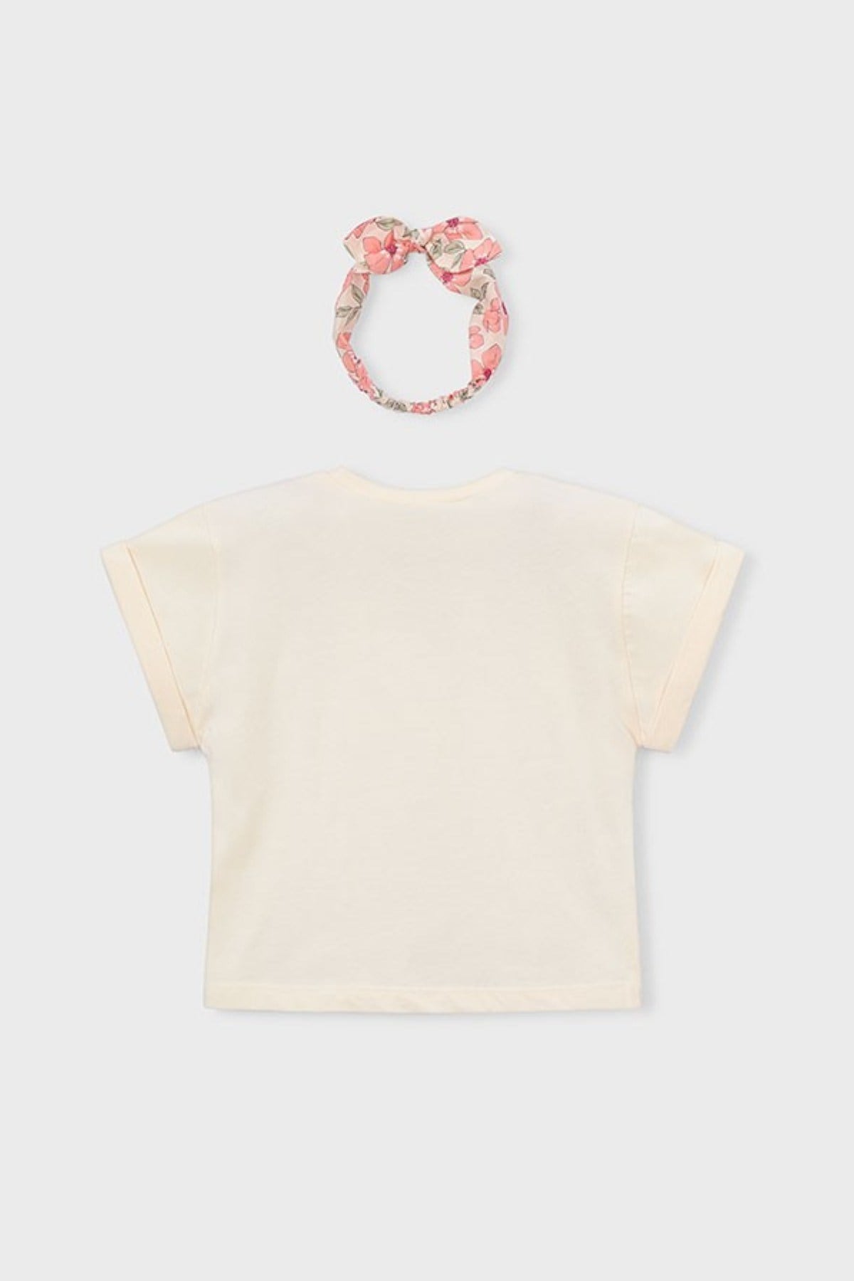 Mayoral Kız Çocuk 4-9 Yaş Saç Bantlı Kısa Kol T-Shirt Krem