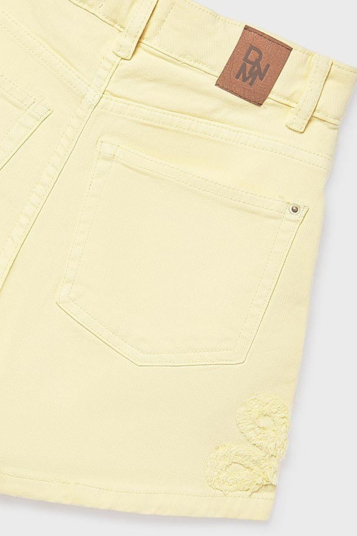 Mayoral Kız Çocuk 8-16 Yaş Çiçek Nakışlı Denim Şort Sarı