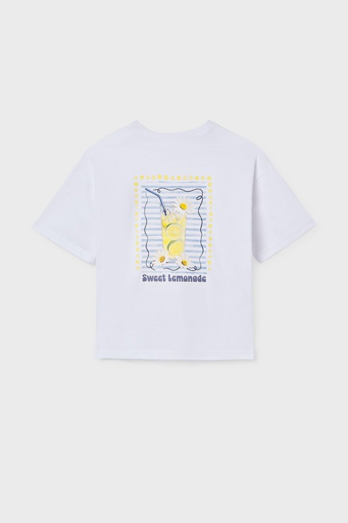 Mayoral Kız Çocuk 8-16 Yaş Sırt Limon Baskılı Kısa Kol T-Shirt Beyaz
