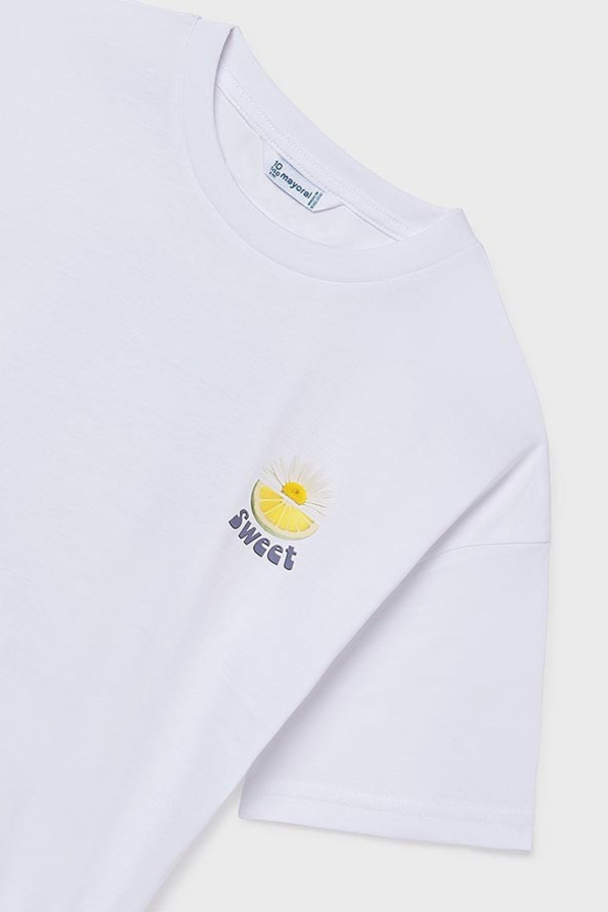 Mayoral Kız Çocuk 8-16 Yaş Sırt Limon Baskılı Kısa Kol T-Shirt Beyaz