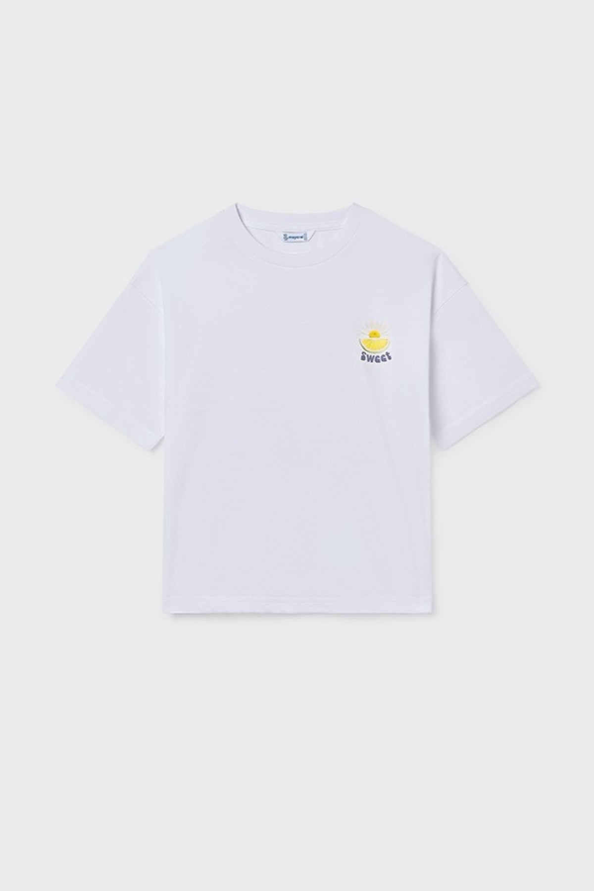 Mayoral Kız Çocuk 8-16 Yaş Sırt Limon Baskılı Kısa Kol T-Shirt Beyaz