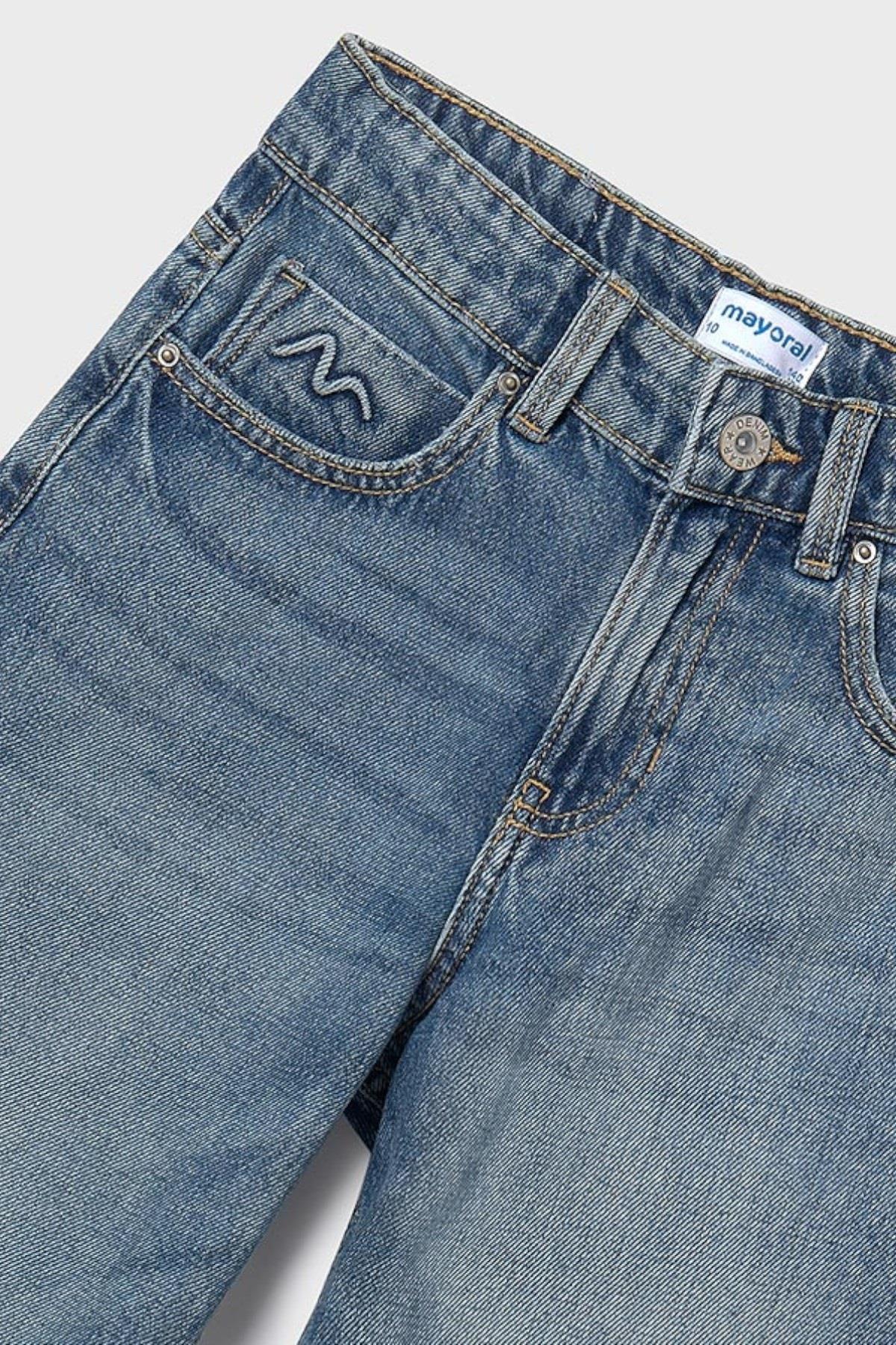 Mayoral Kız Çocuk 8-18 Yaş Bol Kesim Denim Pantolon Mavi