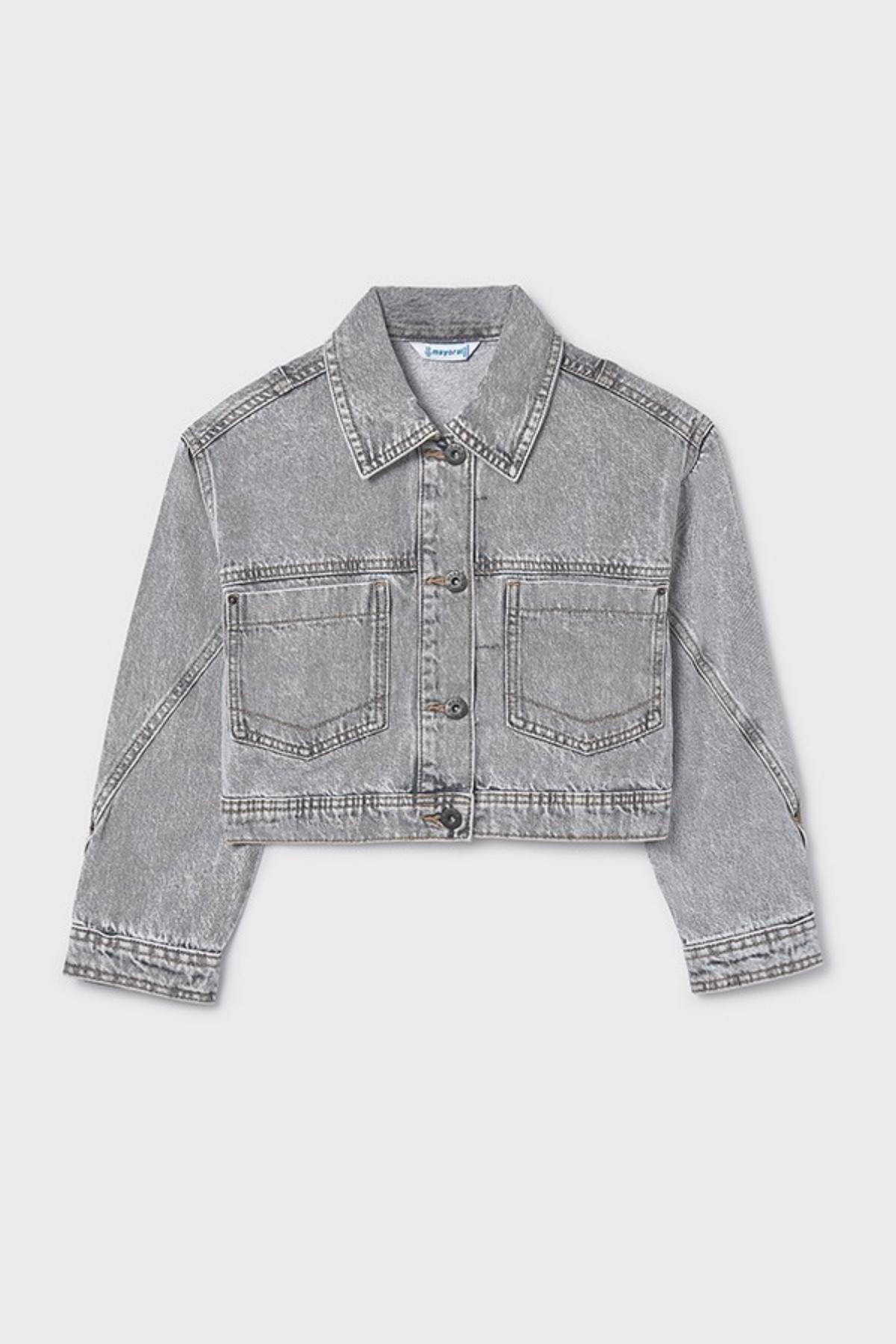 Mayoral Kız Çocuk 8-18 Yaş Cep Detaylı Denim Ceket Gri