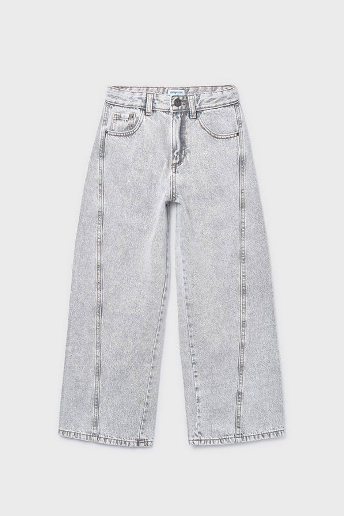 Mayoral Kız Çocuk 8-18 Yaş Yan Dikişli Bol Paça Denim Pantolon Gri